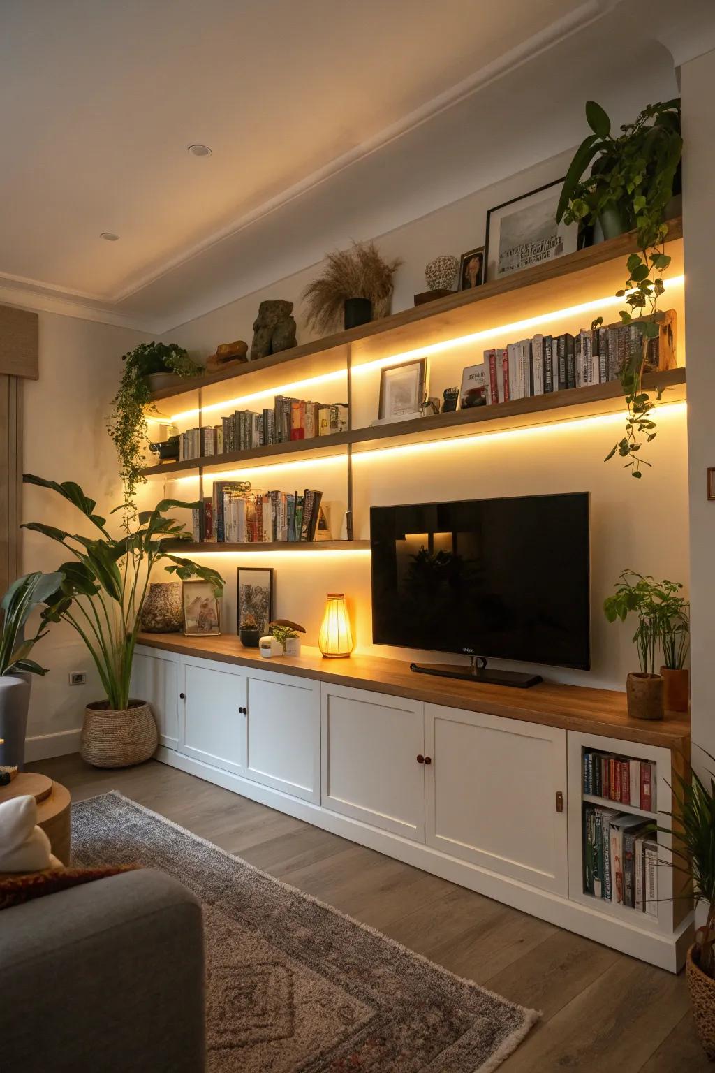 Illuminate your ledges with LED lights for appended drama.