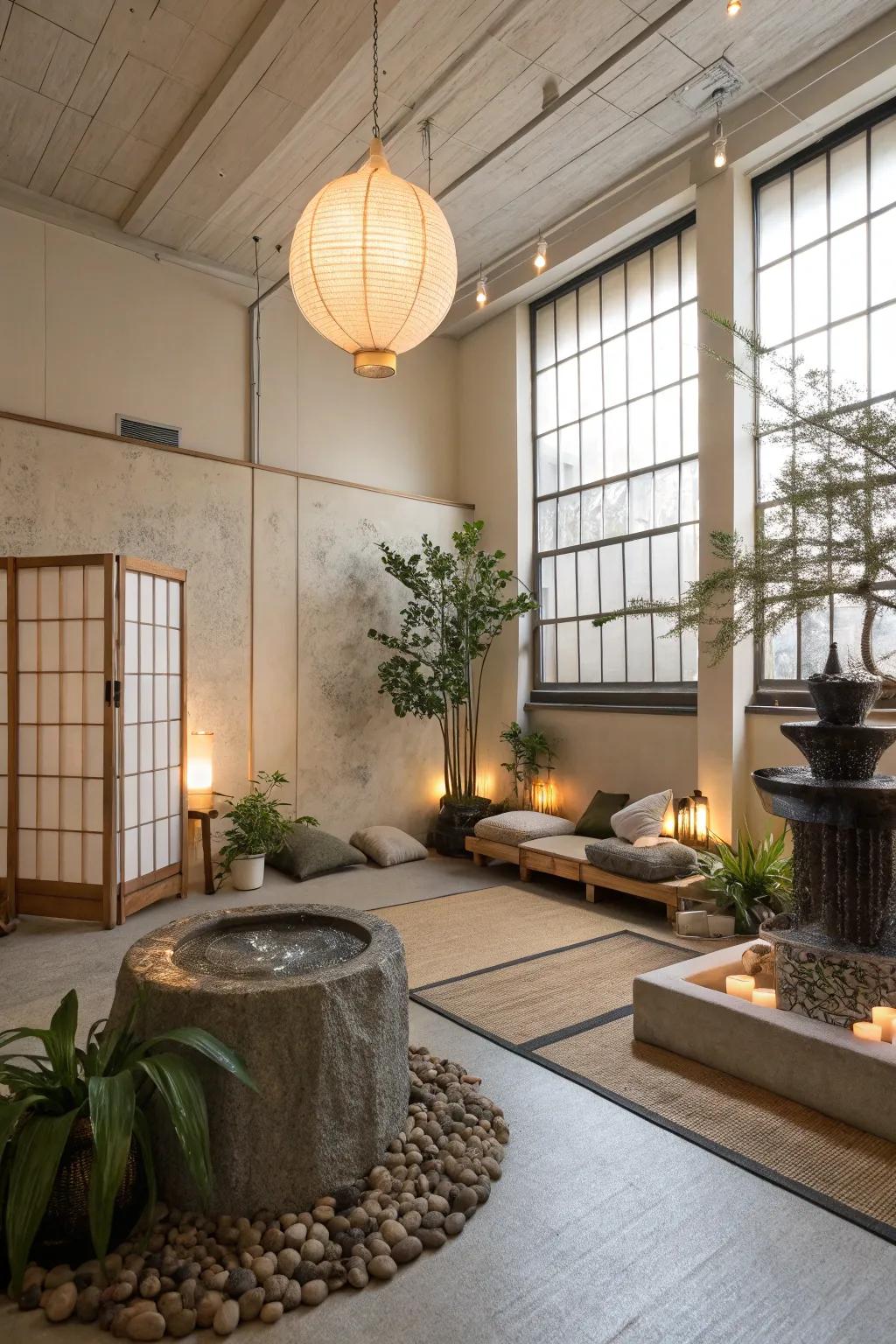 Find calm for mind settings exhibiting a trendy setup.