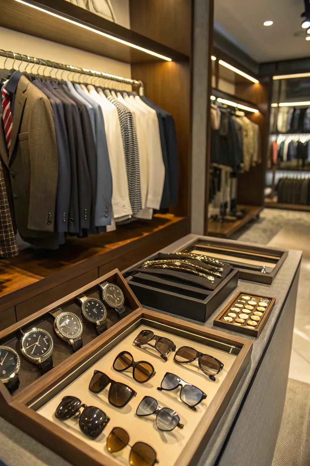 A stylish display that organizes and highlights accessories.