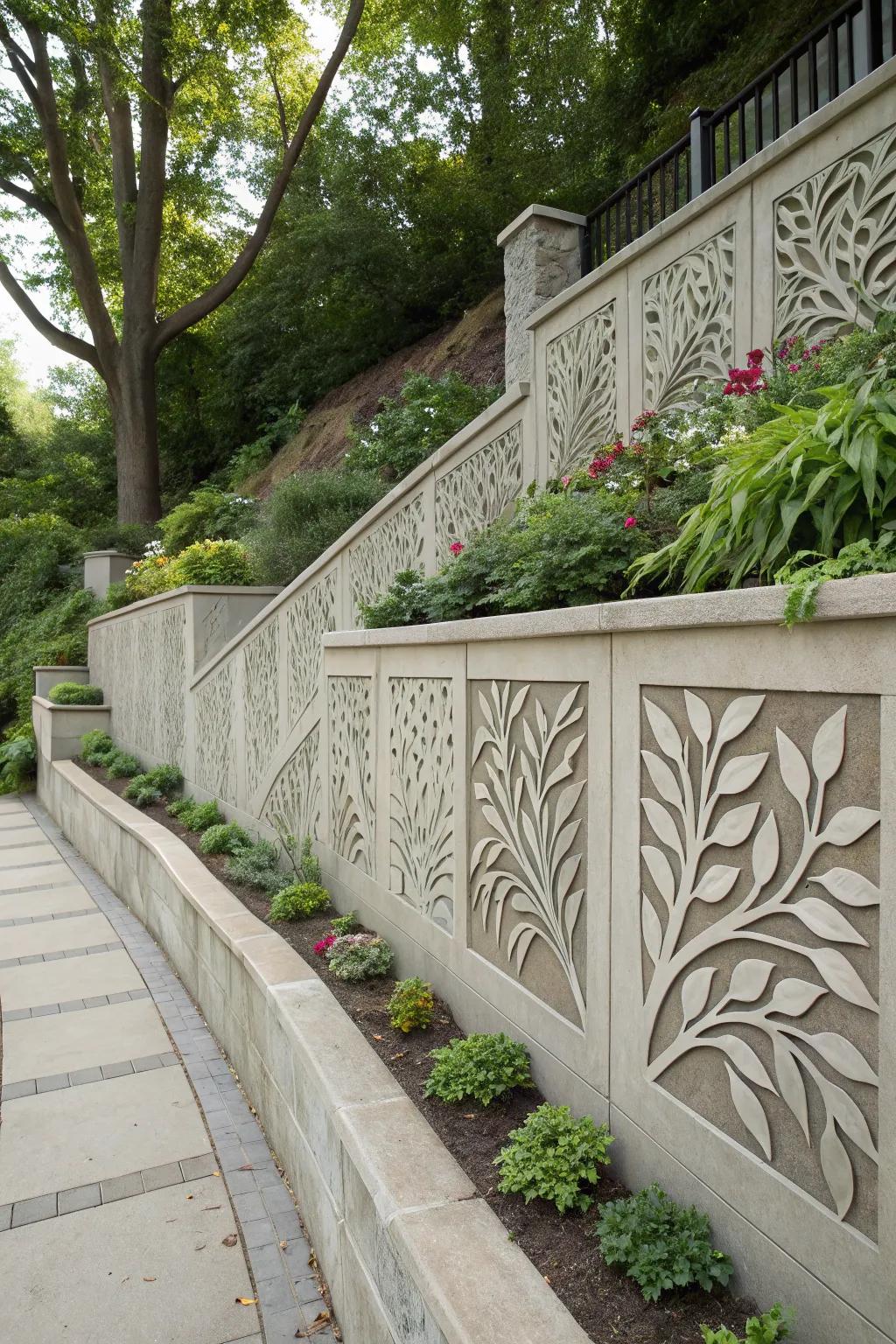 Decorative patterned reinforcement wall appending intrigue.