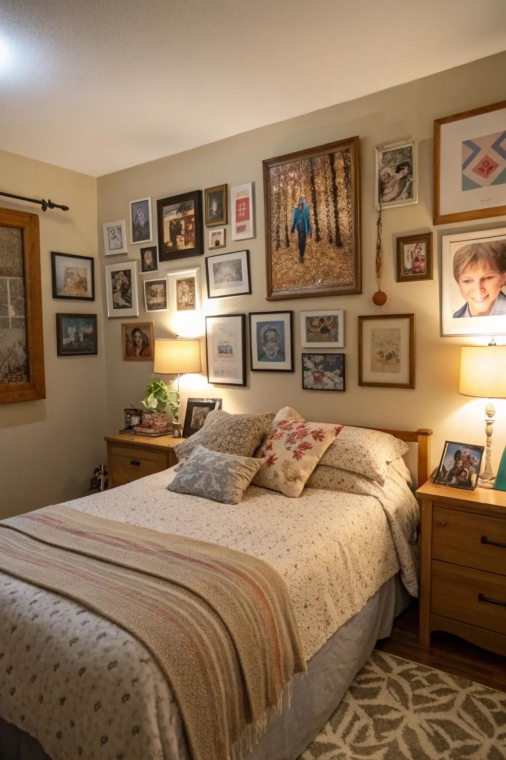 Personal art pieces introduce individuality and warmth.