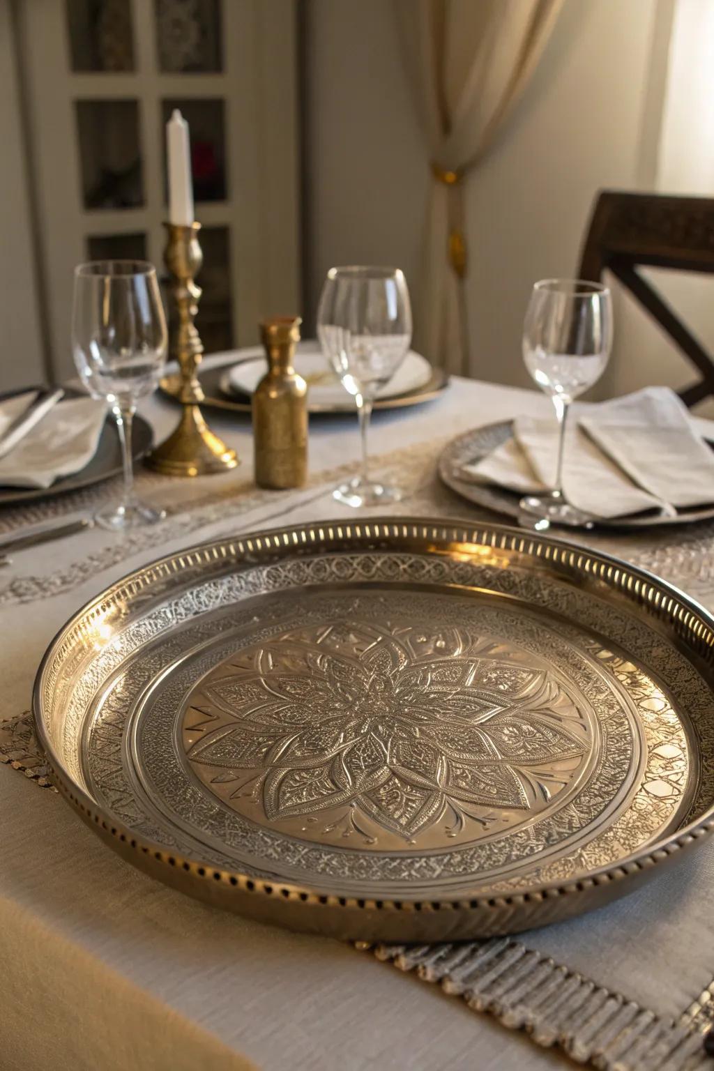 Elegant Moroccan metalwork highlighting traditional artistry.