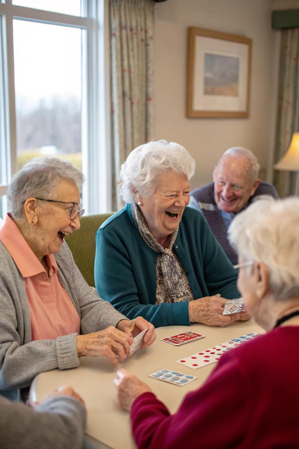 Residents enjoying an interactive story game filled with creativity.