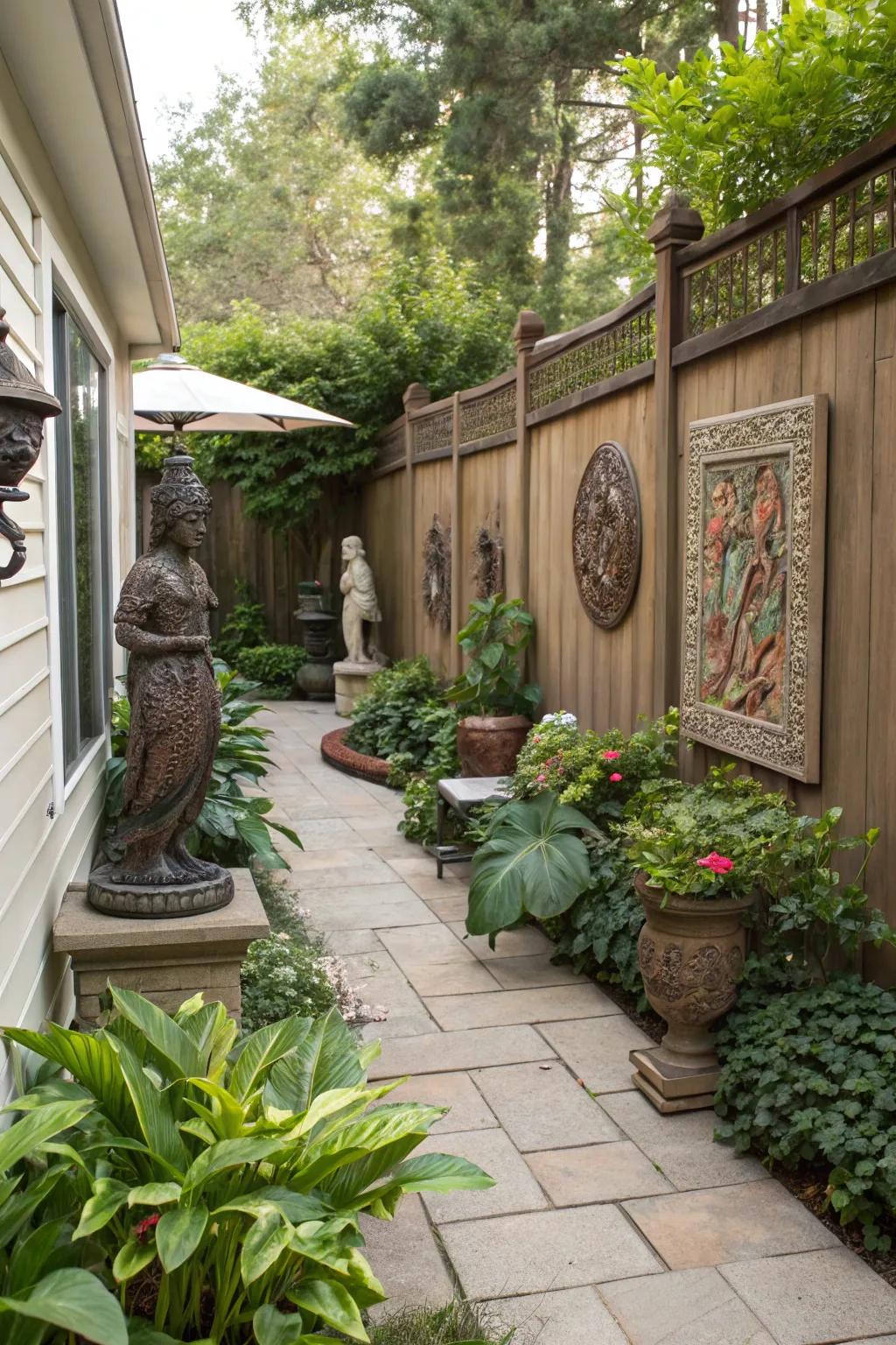 Outdoor art personalizes and enhances your patio decor.