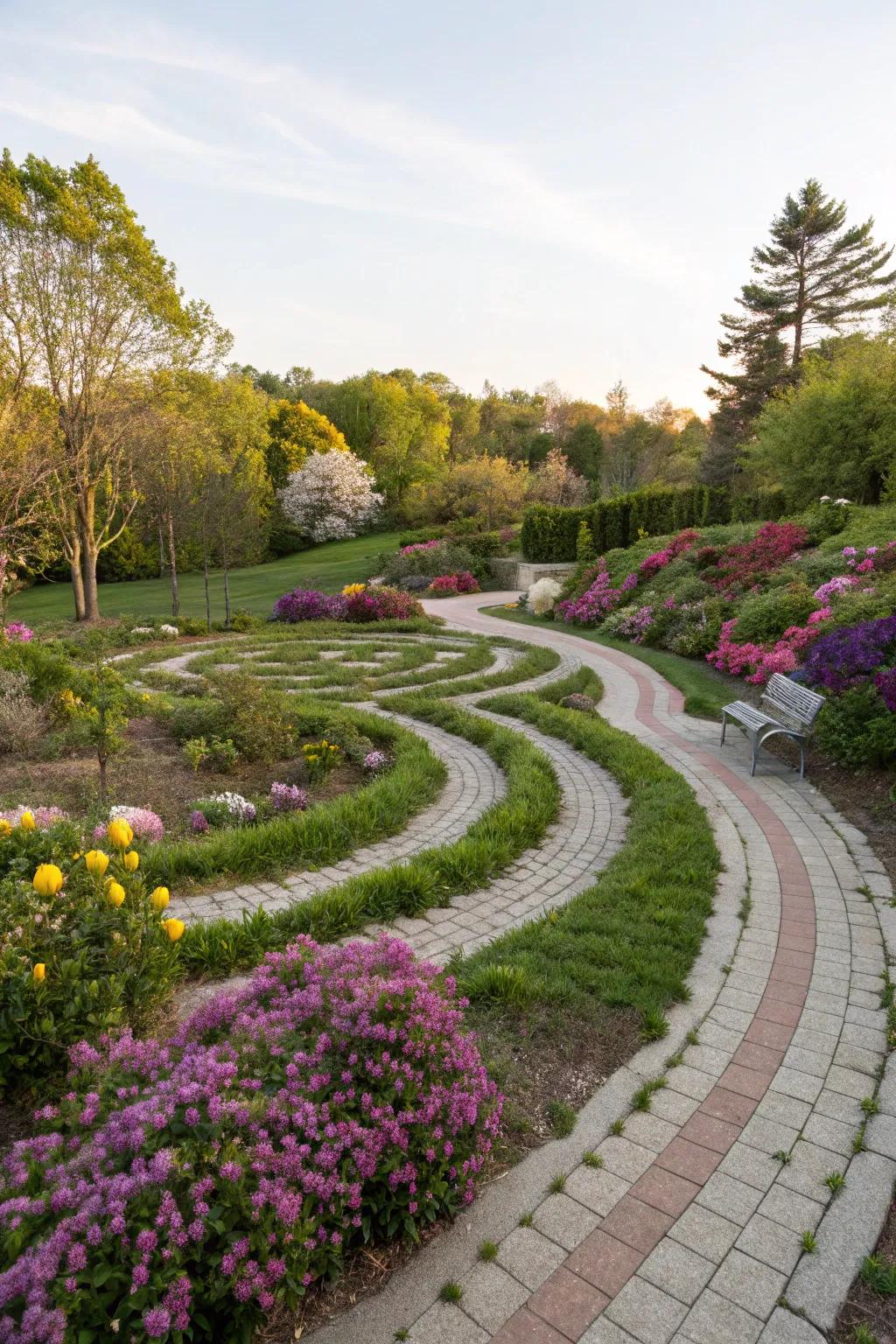 Maze-like pathways infuse intrigue and playfulness.