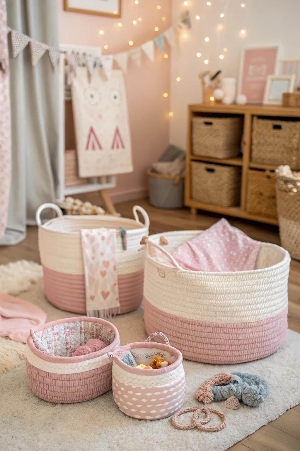 Boho baskets offer stylish and practical storage options.