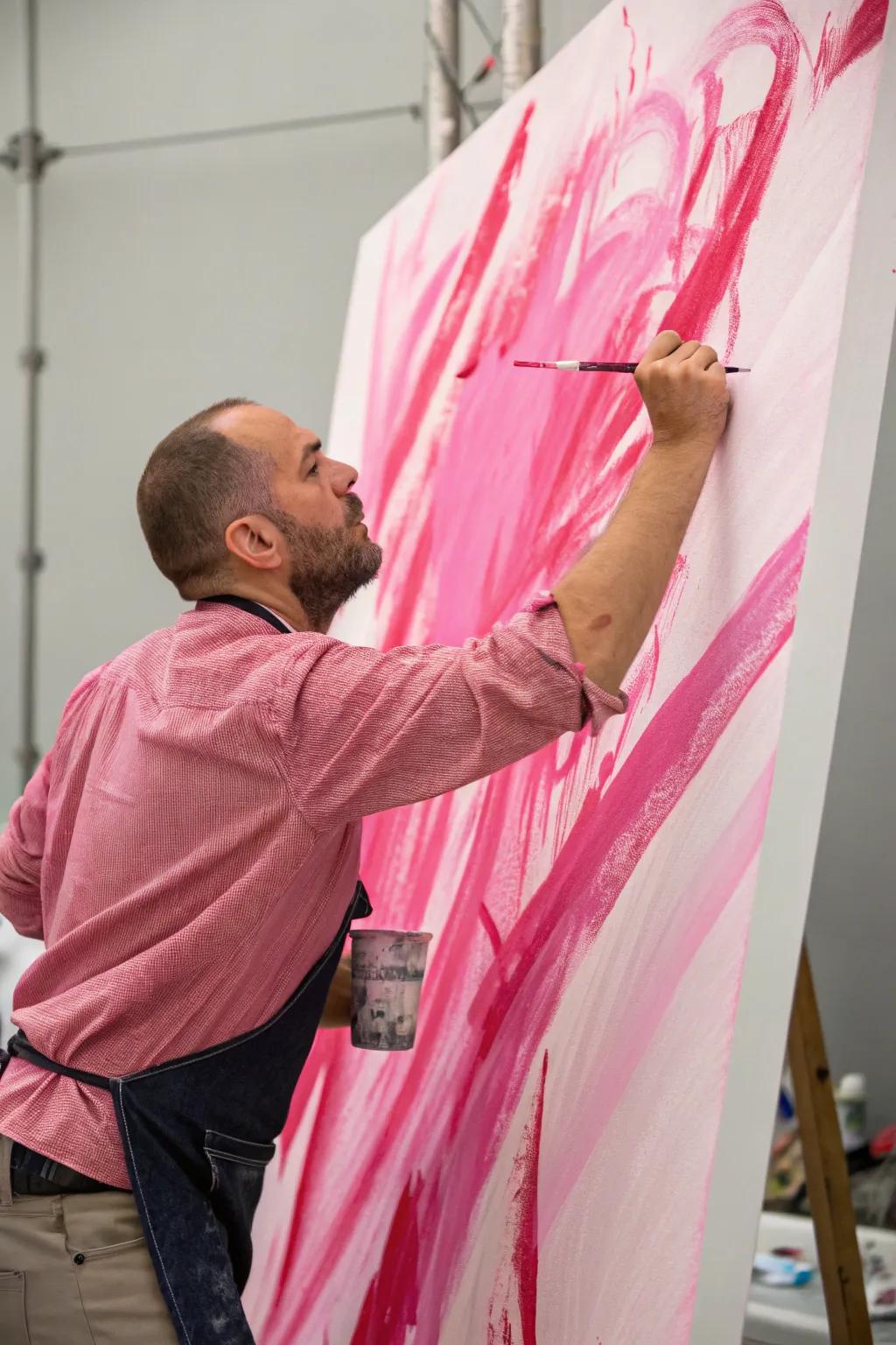 Dramatic expressionist artpiece in pink.