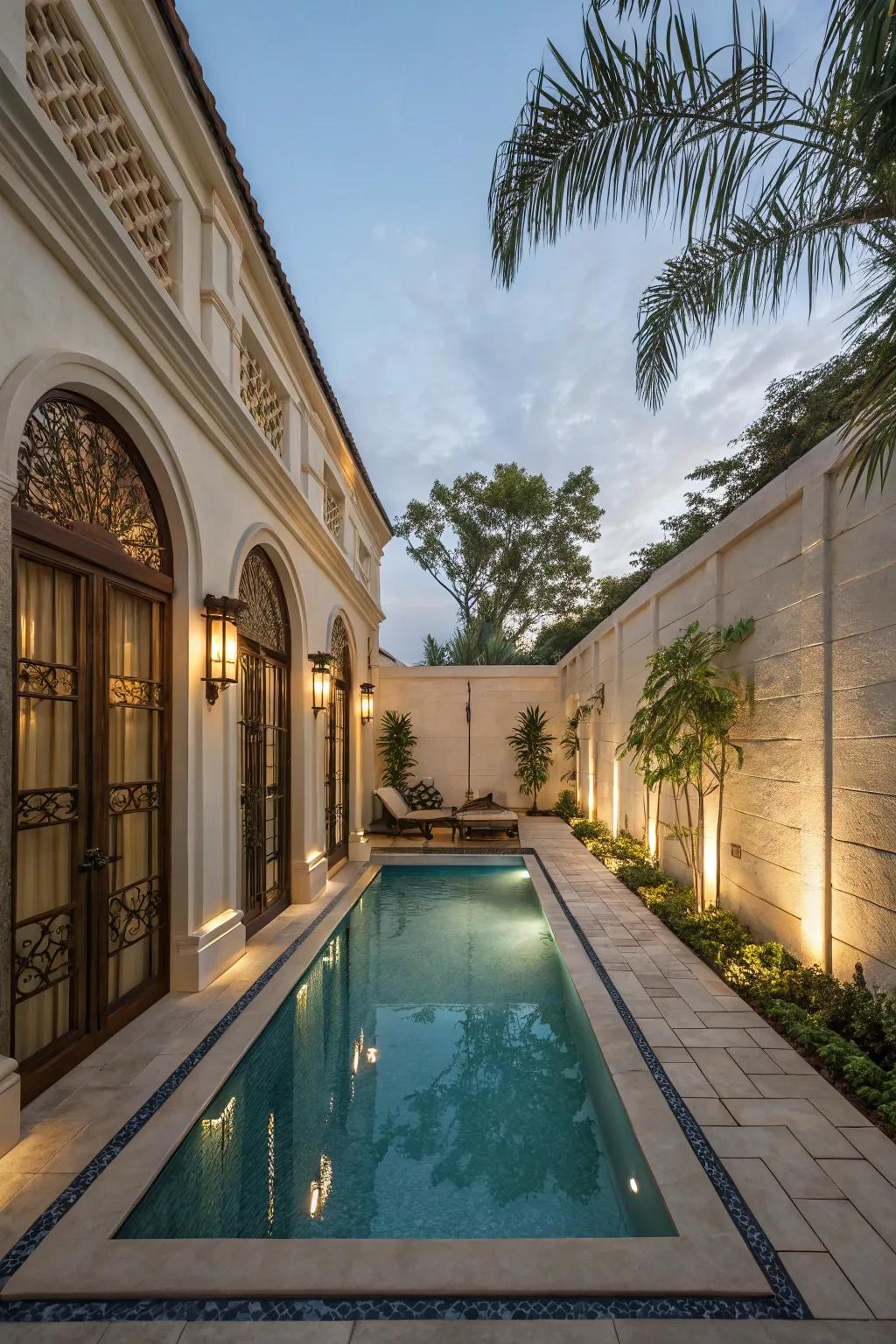 A private courtyard pool offers ultimate seclusion.
