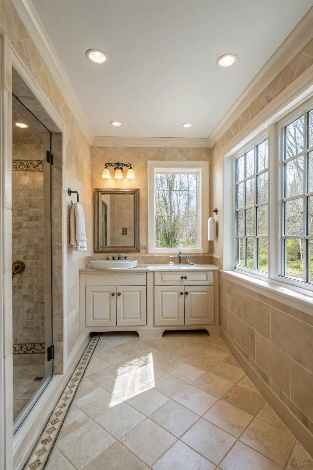 Subdued tones create a calming and ageless appearance.