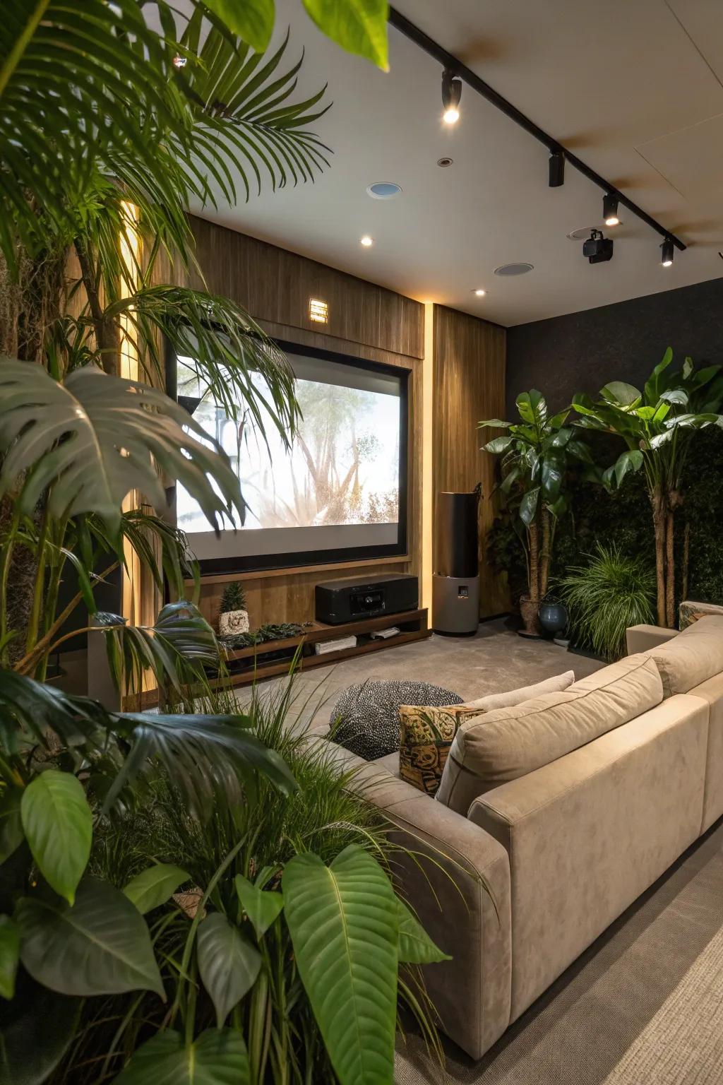 Plants make the room feel fresh and alive.