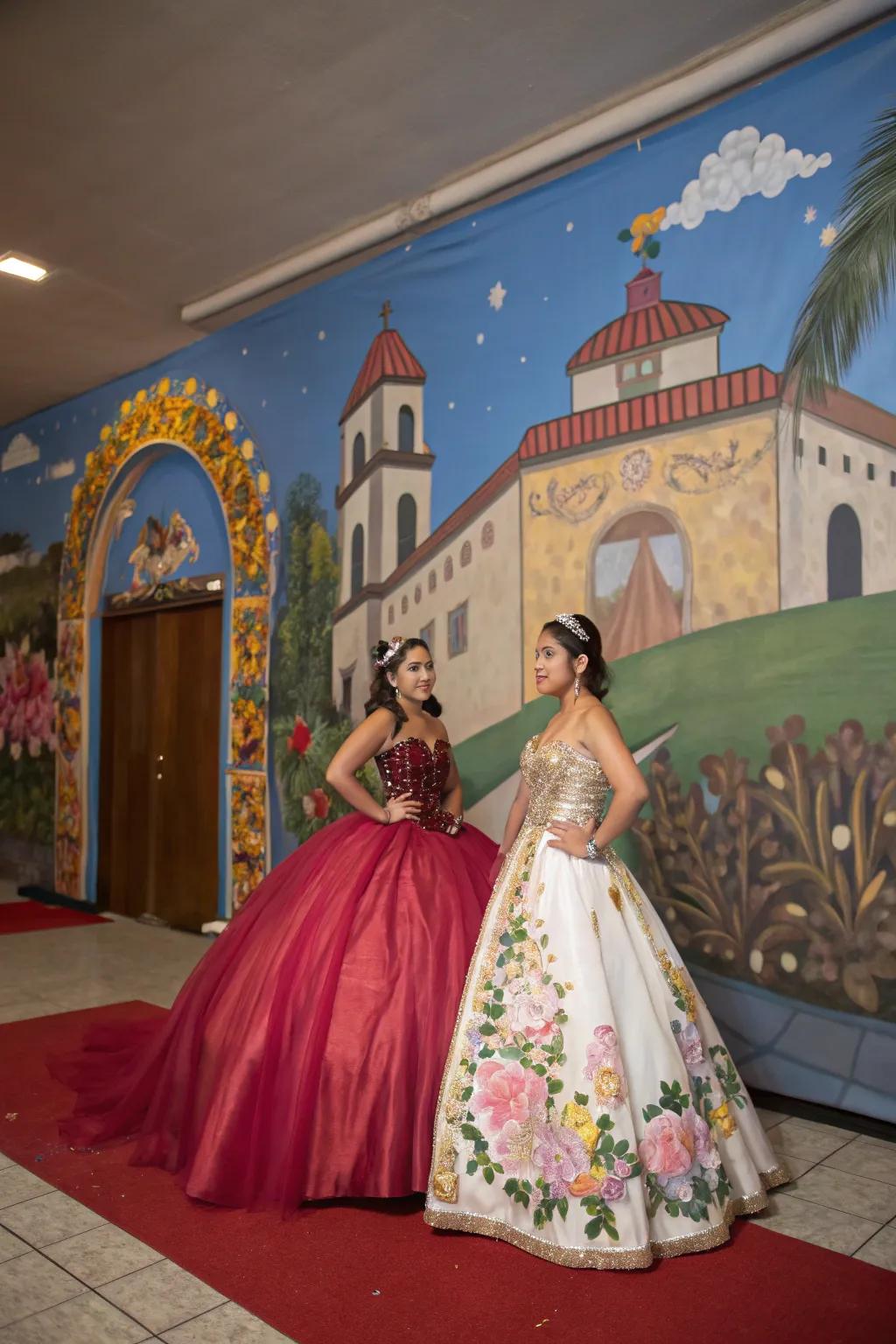Hand-painted murals make your quinceañera a unique art piece.