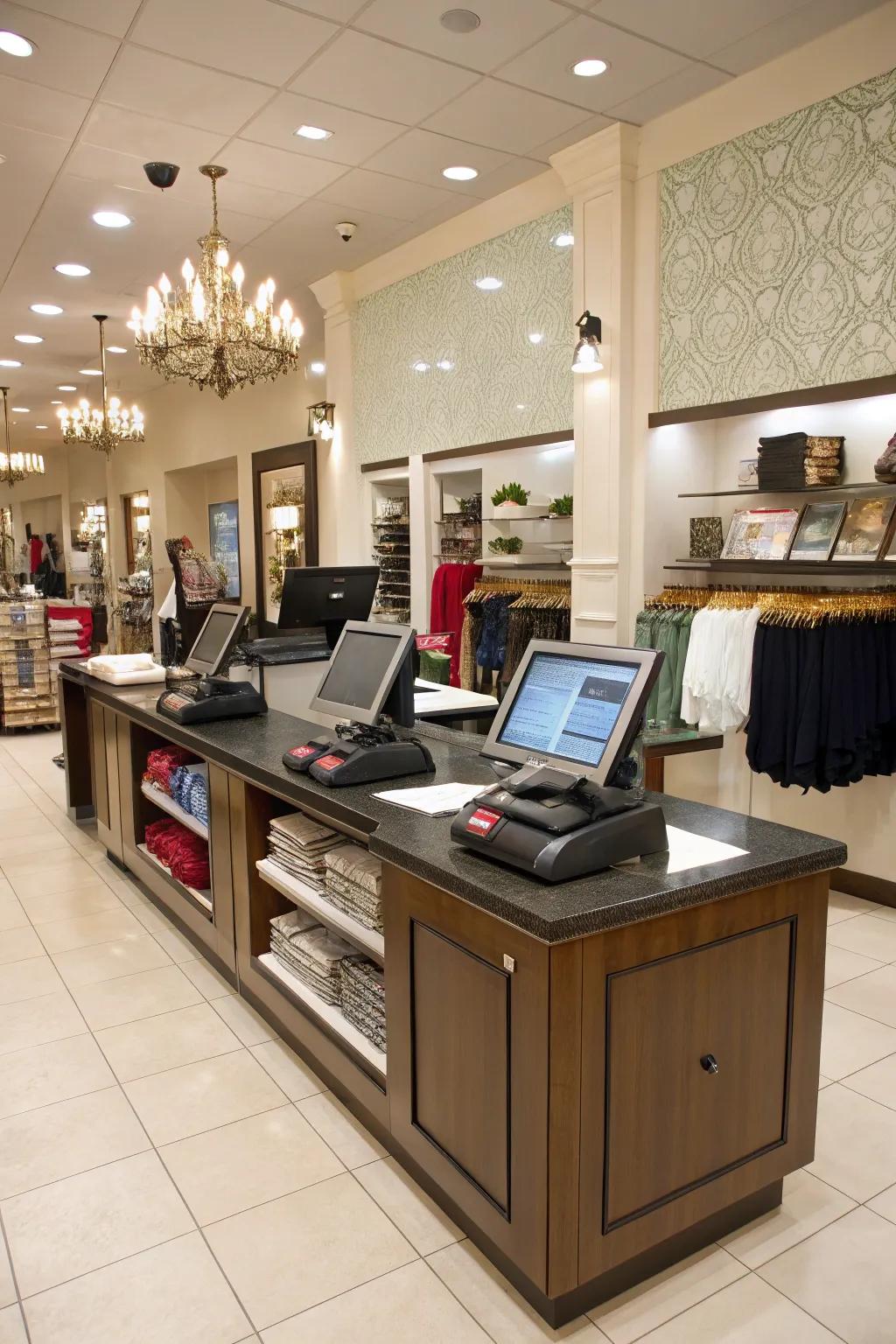 A thoughtfully designed checkout space makes sure of a positive, lasting impression.