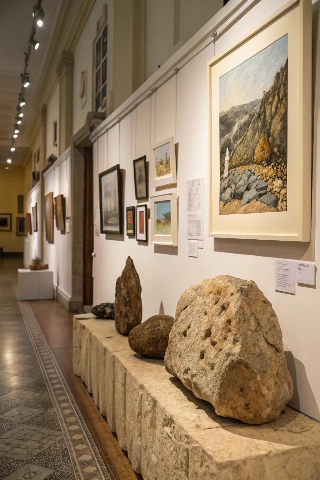 An artistic mix of stones and artistic pieces