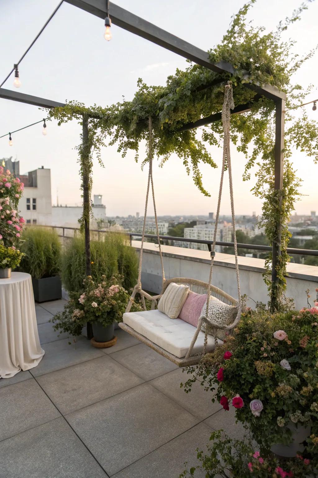 Whimsical features contribute fun and relaxation to your rooftop.