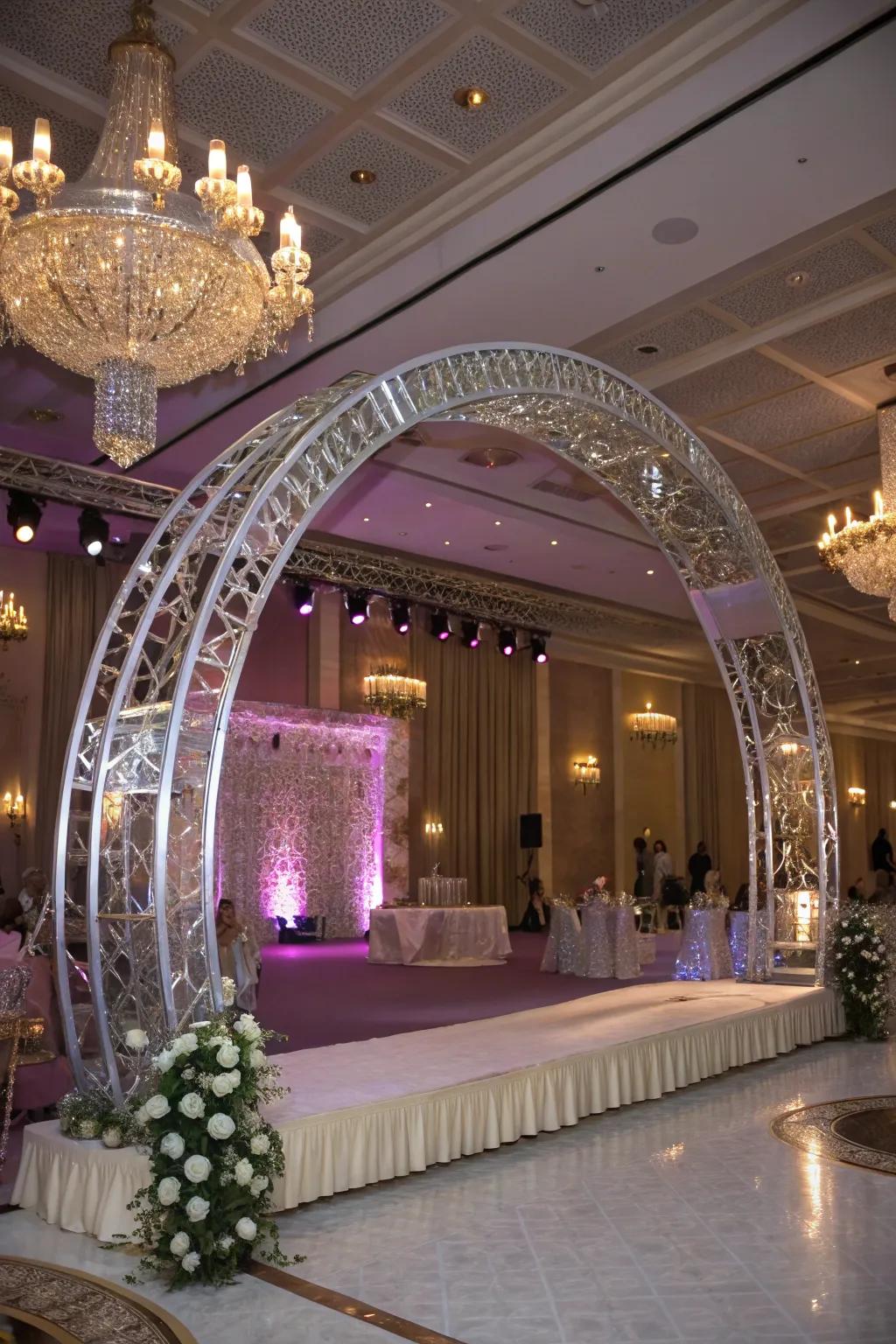 A steel glam arch that's ideal for adding a sense of luxury.