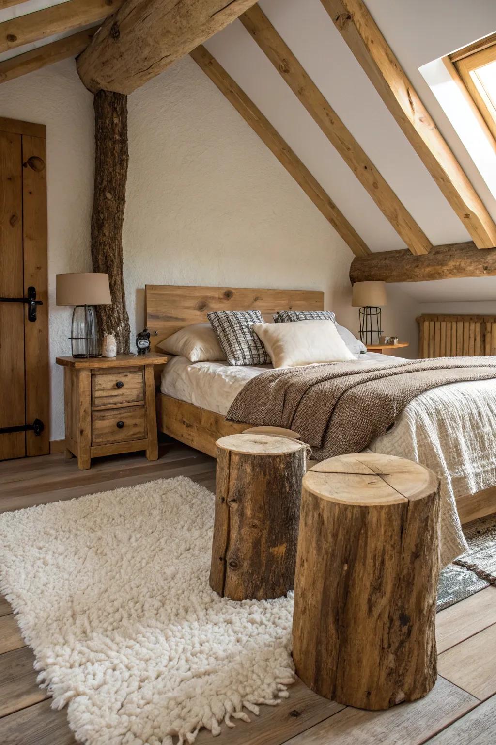 Timber stump tables introduce uniqueness and nature's accent.