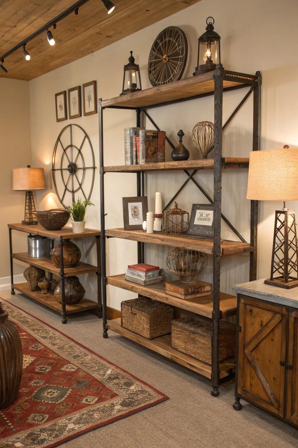 Reclaimed materials introduce history and sustainability to the decor.