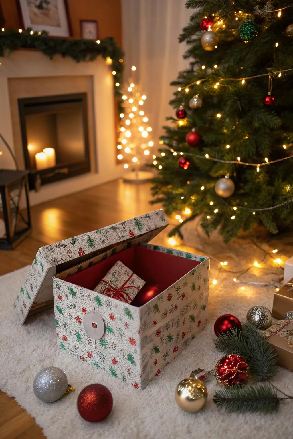 Secret sections add mystery and excitement to Santa’s containers.