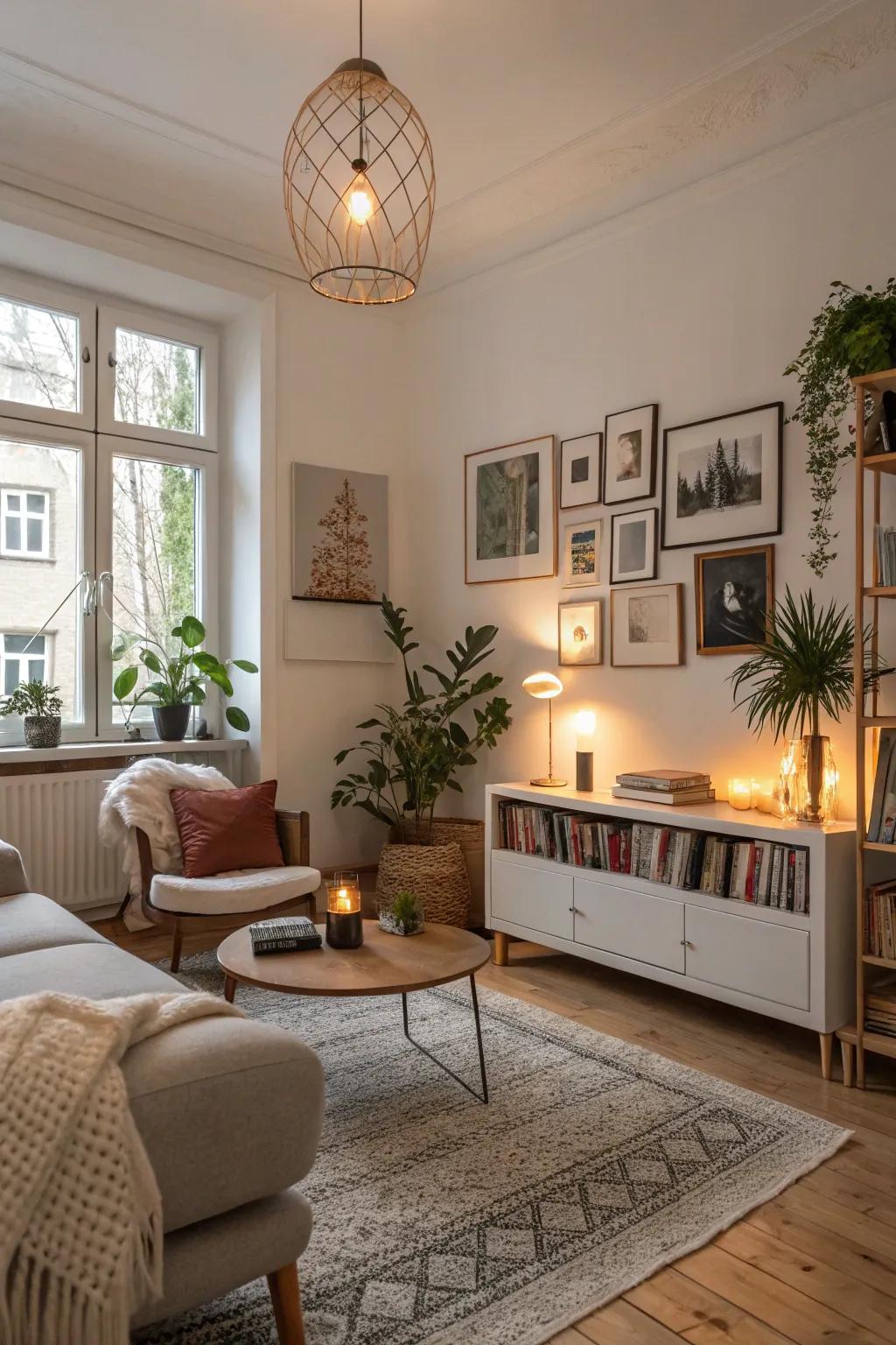 Personal touches make the Scandinavian living room feel uniquely yours.