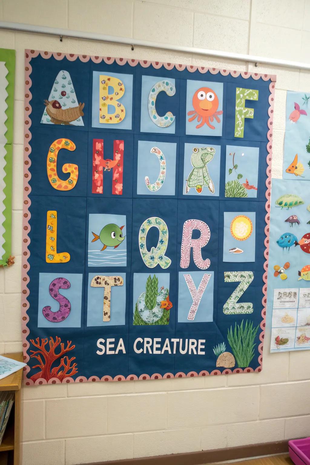 Dive into knowledge through a sea-themed alphabet.