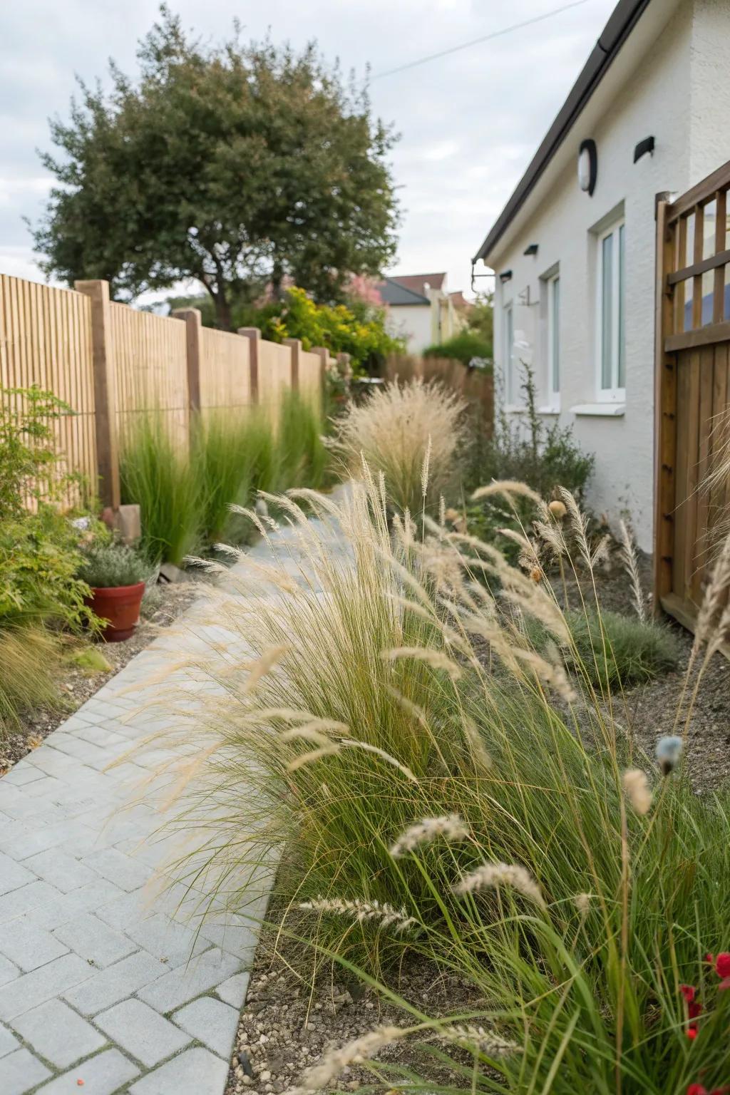 Swaying ornamental blades bring motion and elegance to the garden.