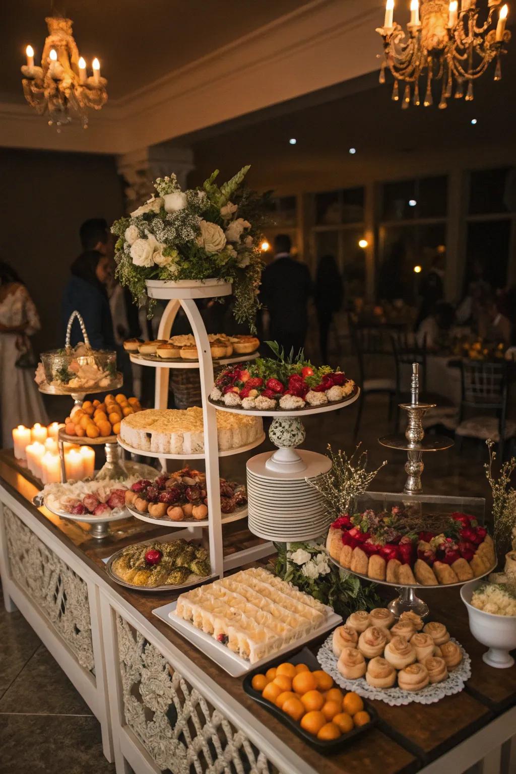 A delightful midnight repast station presenting attendees with a palatable surprise.
