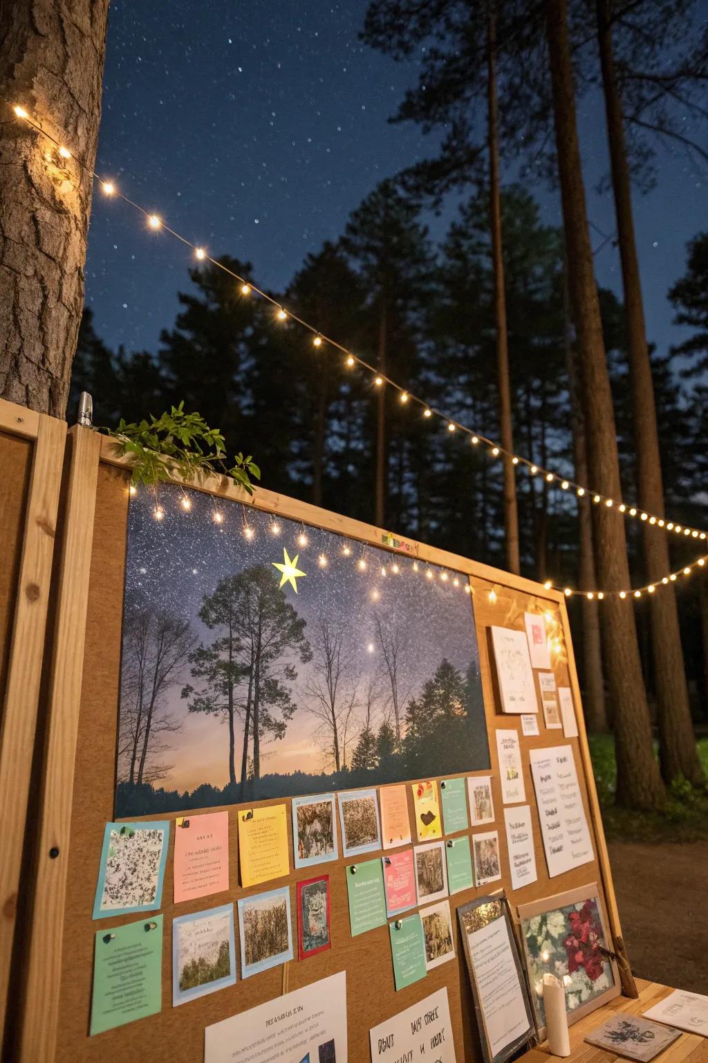An outdoor scene backdrop introduces the beauty of nature indoors.