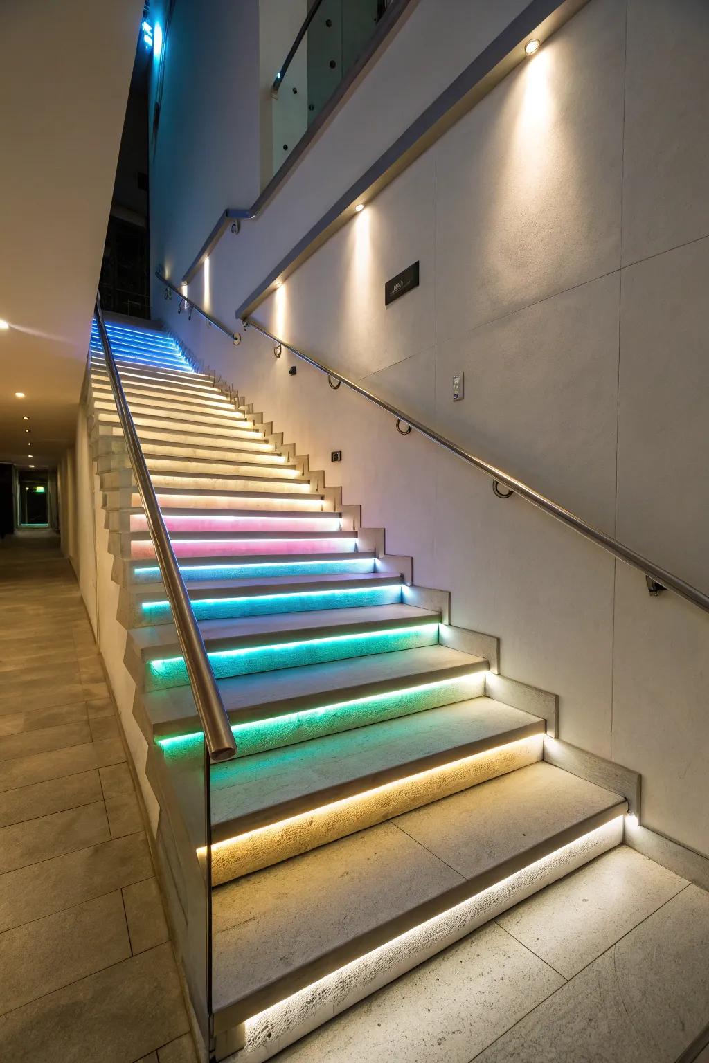 Incorporate a modern element with LED lights on your staircase.