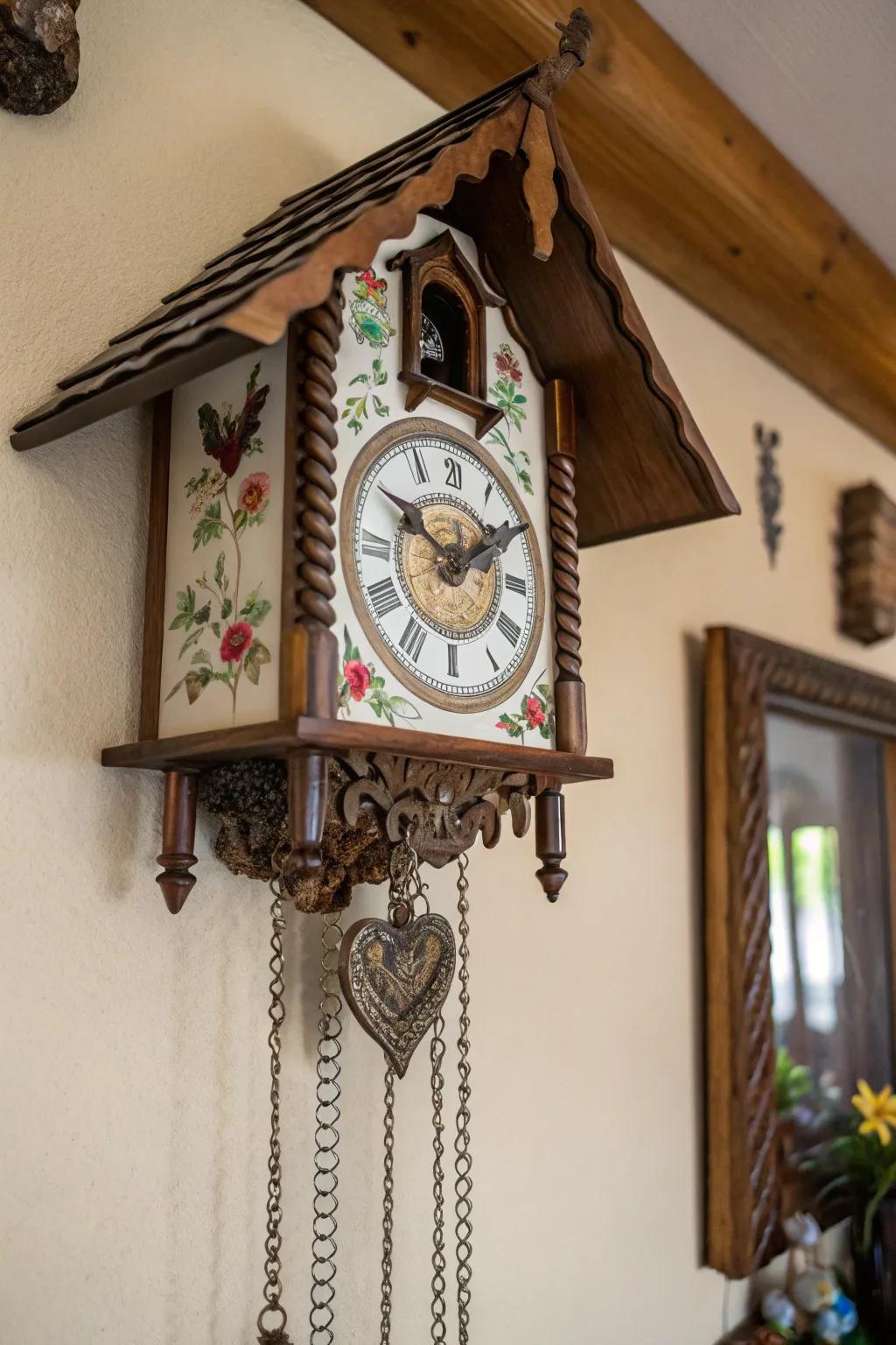 Whimsical timekeepers add a playful touch to steampunk decor.