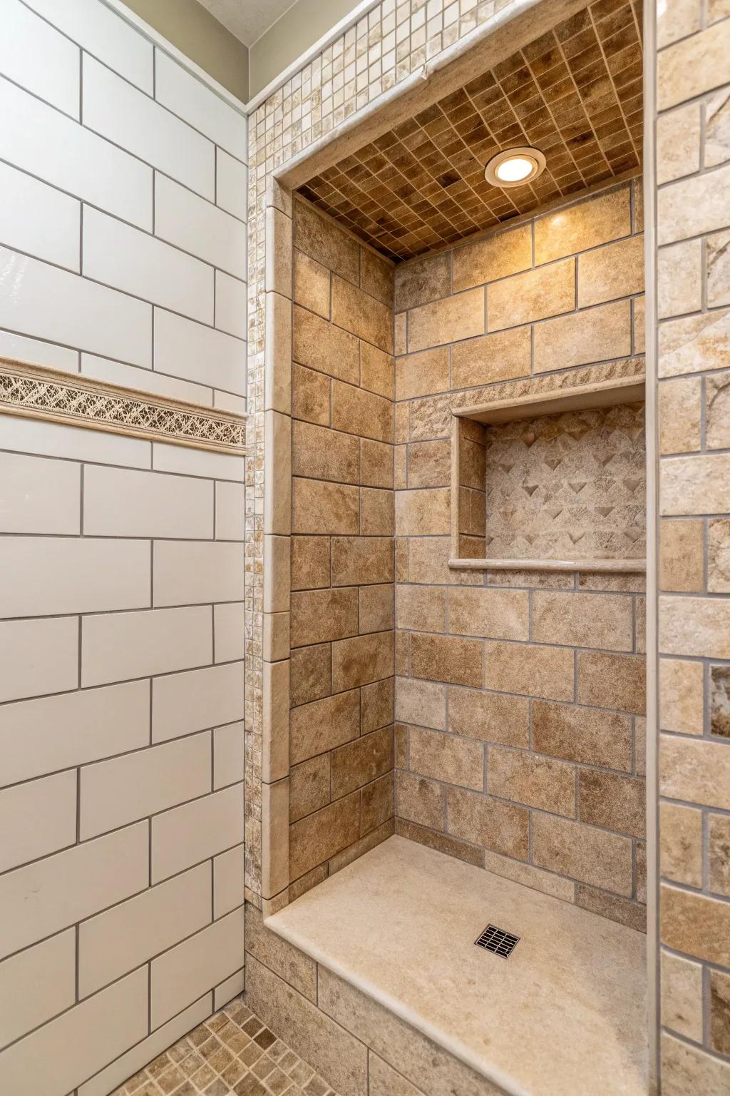A calm niche accented by natural stone.
