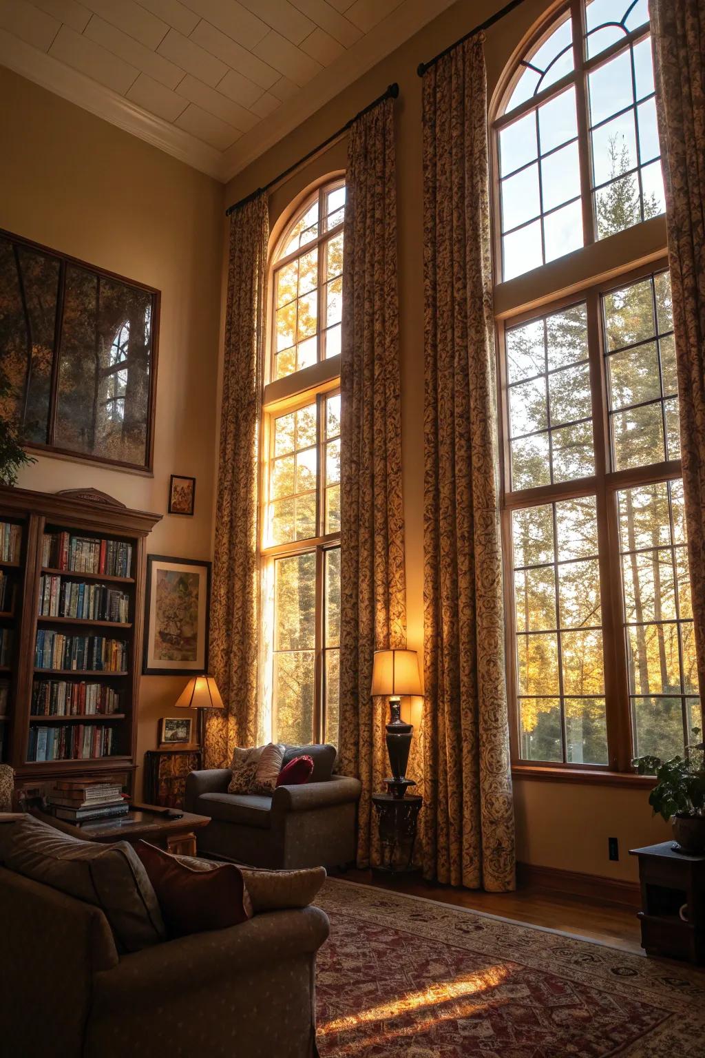 Textured window coverings enhancing room ambiance.