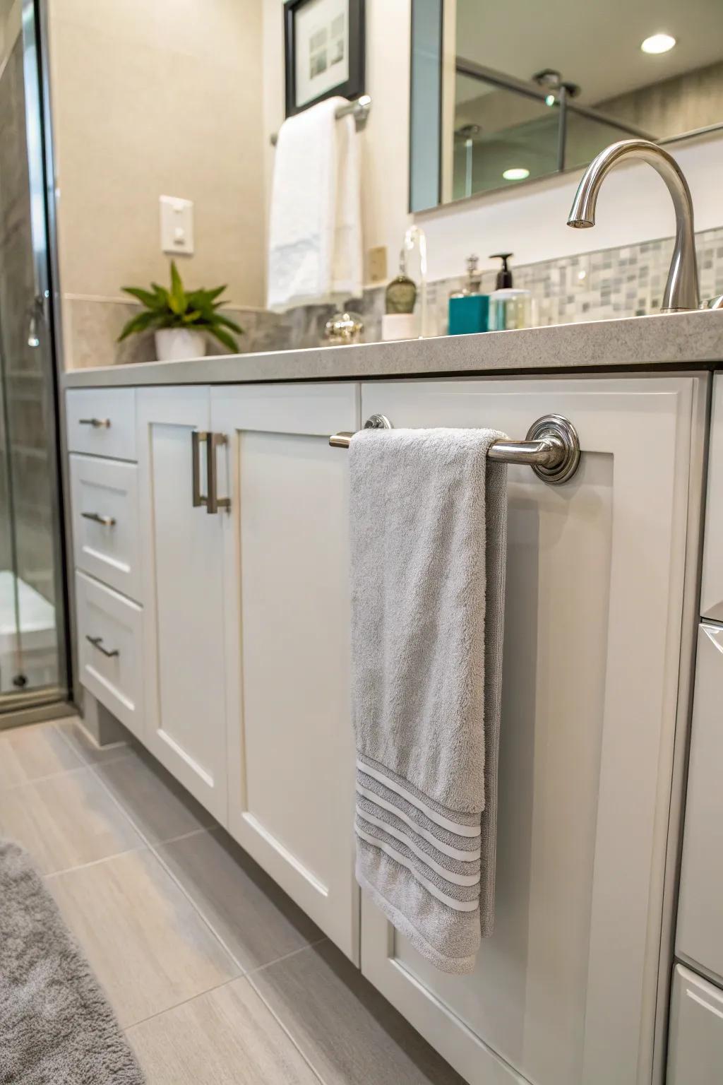 Opt for simplicity through a magnetic towel accommodation, most suited aimed at effortless and temporary placement.