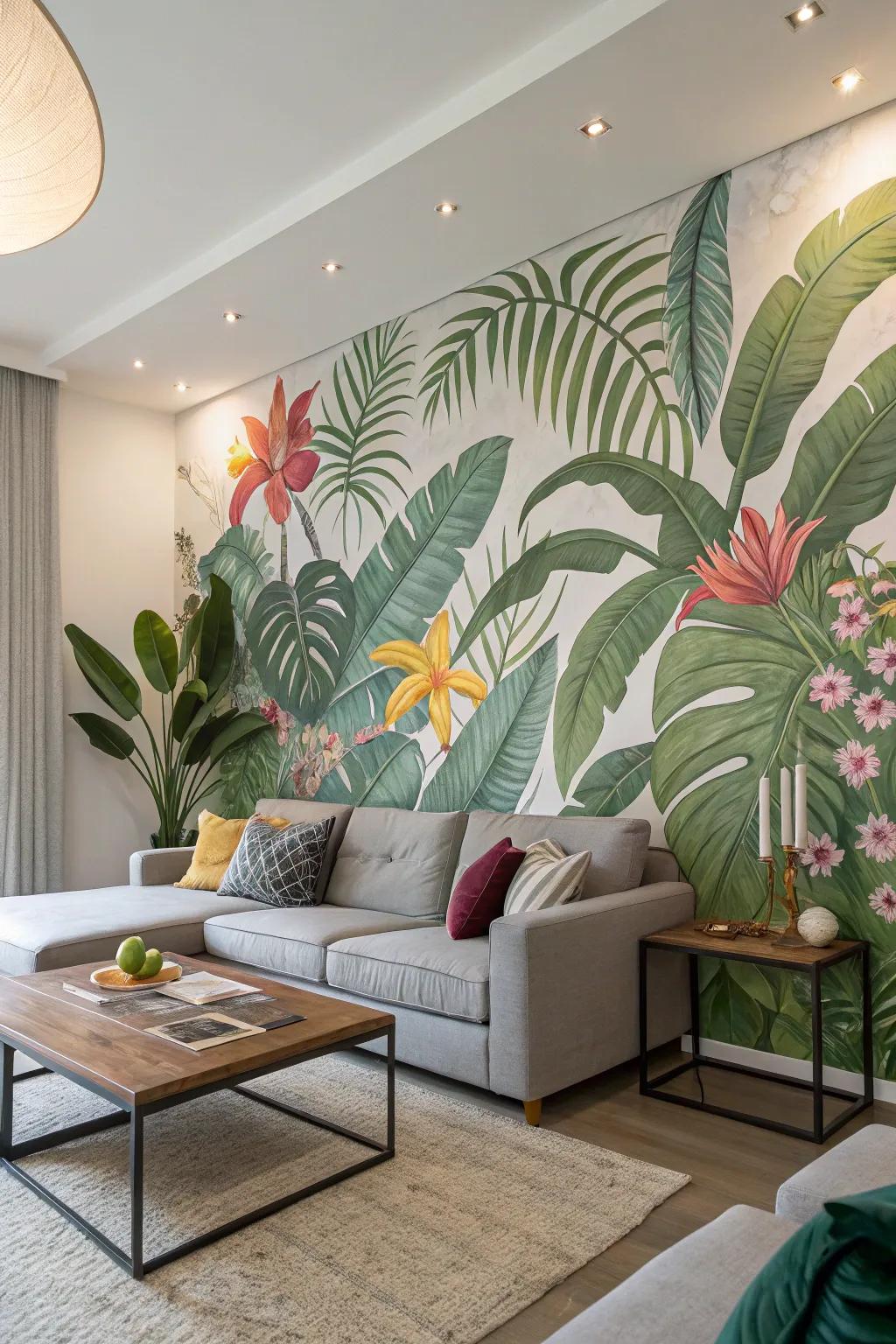 Tropical murals make a bold statement in any room.