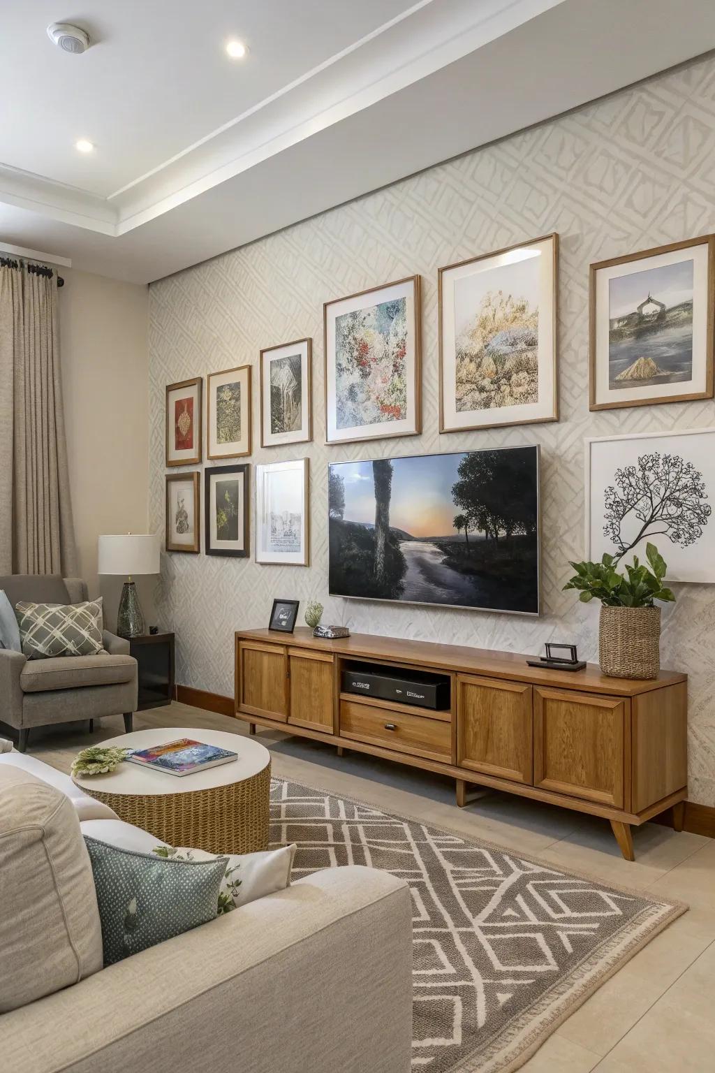 Art Television seamlessly integrates into this stylish gallery wall.