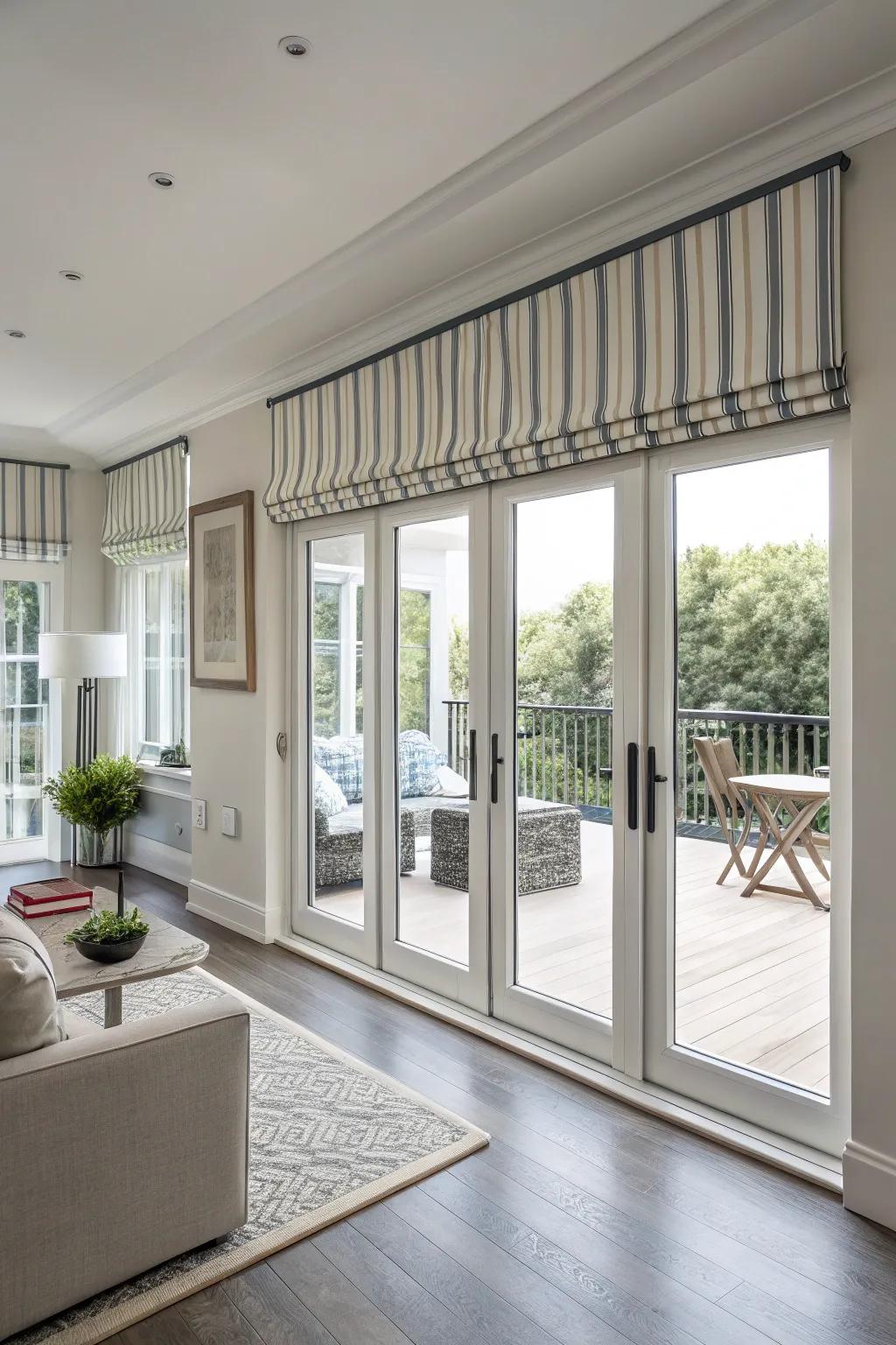 Striped shades offer a contemporary and stylish look.