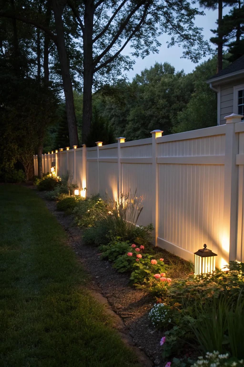 Illuminate your fence with integrated lighting.