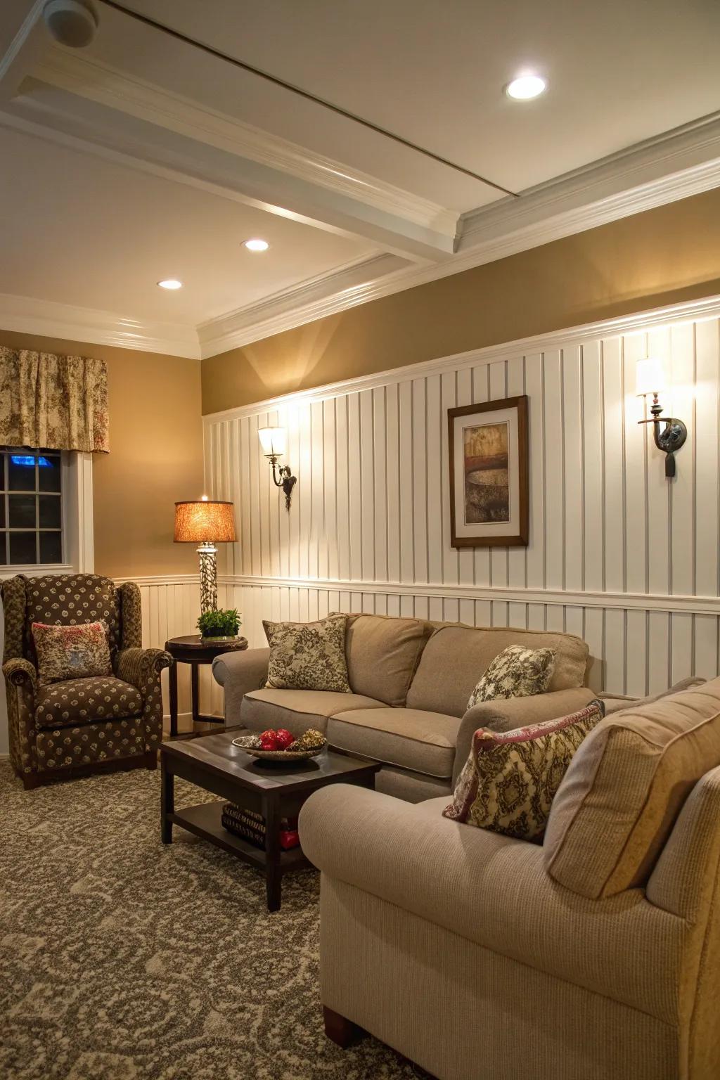 Add height to your space with vertical strip wainscoting.