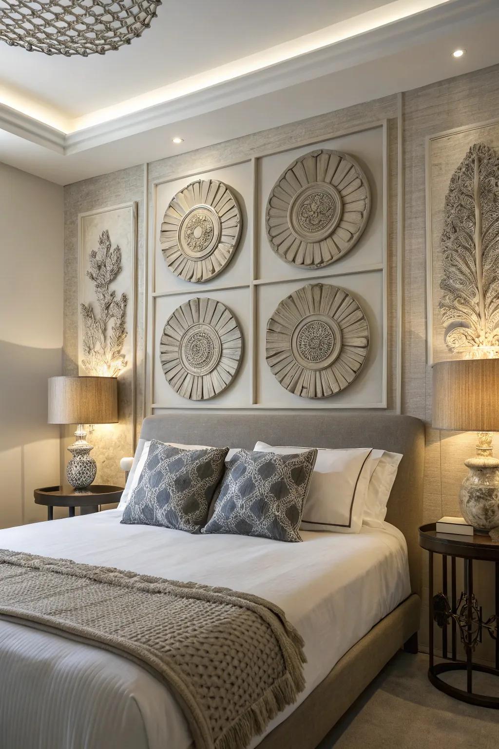 Carved elements enrich depth and intrigue.