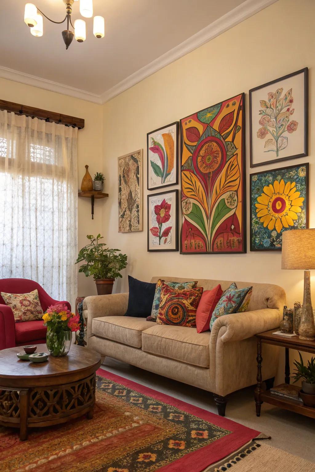 Colorful art accents give your space vitality and life.