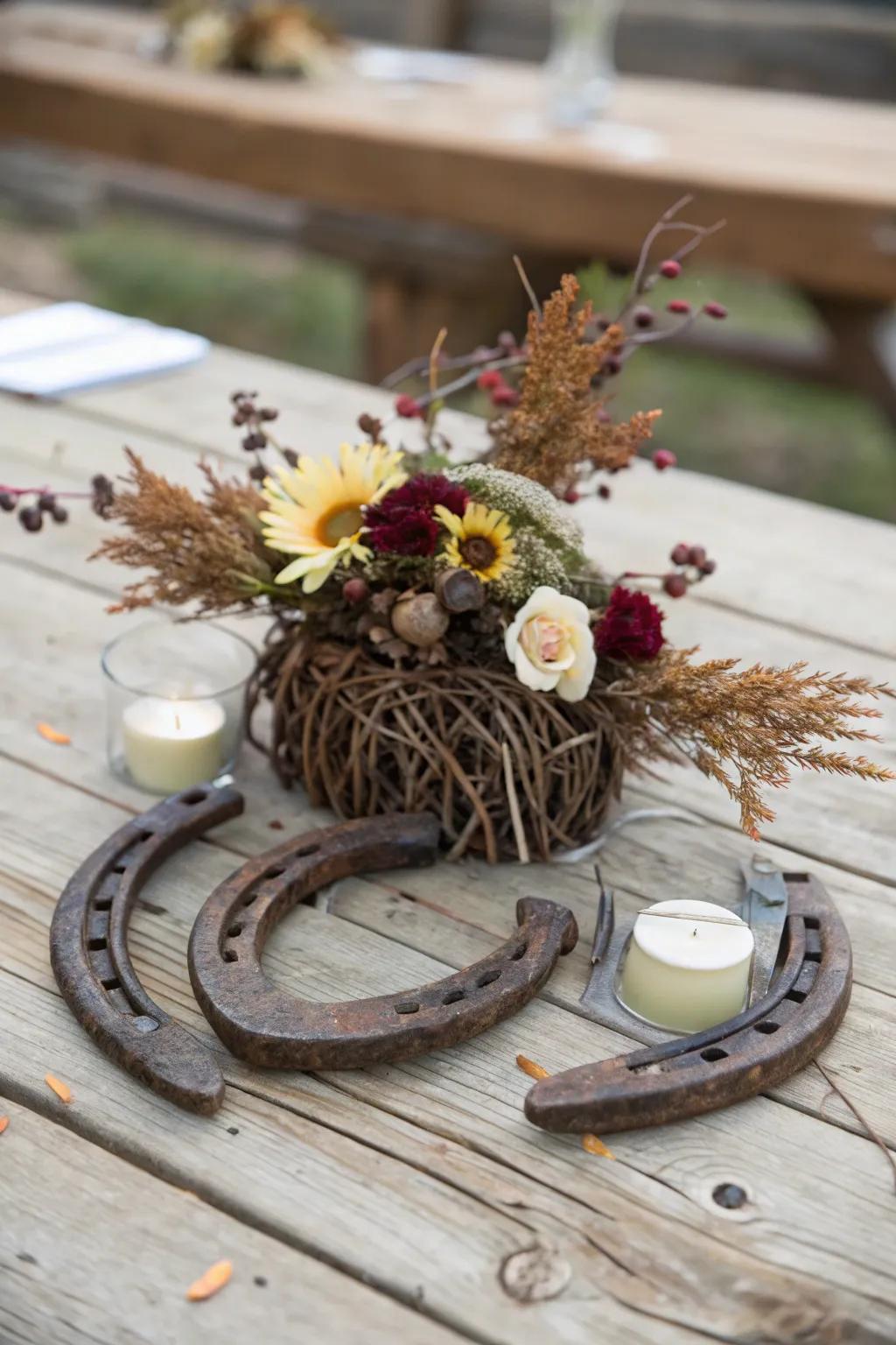 Horseshoes attach a touch of pastoral fortune and Western spirit onto your table decor.