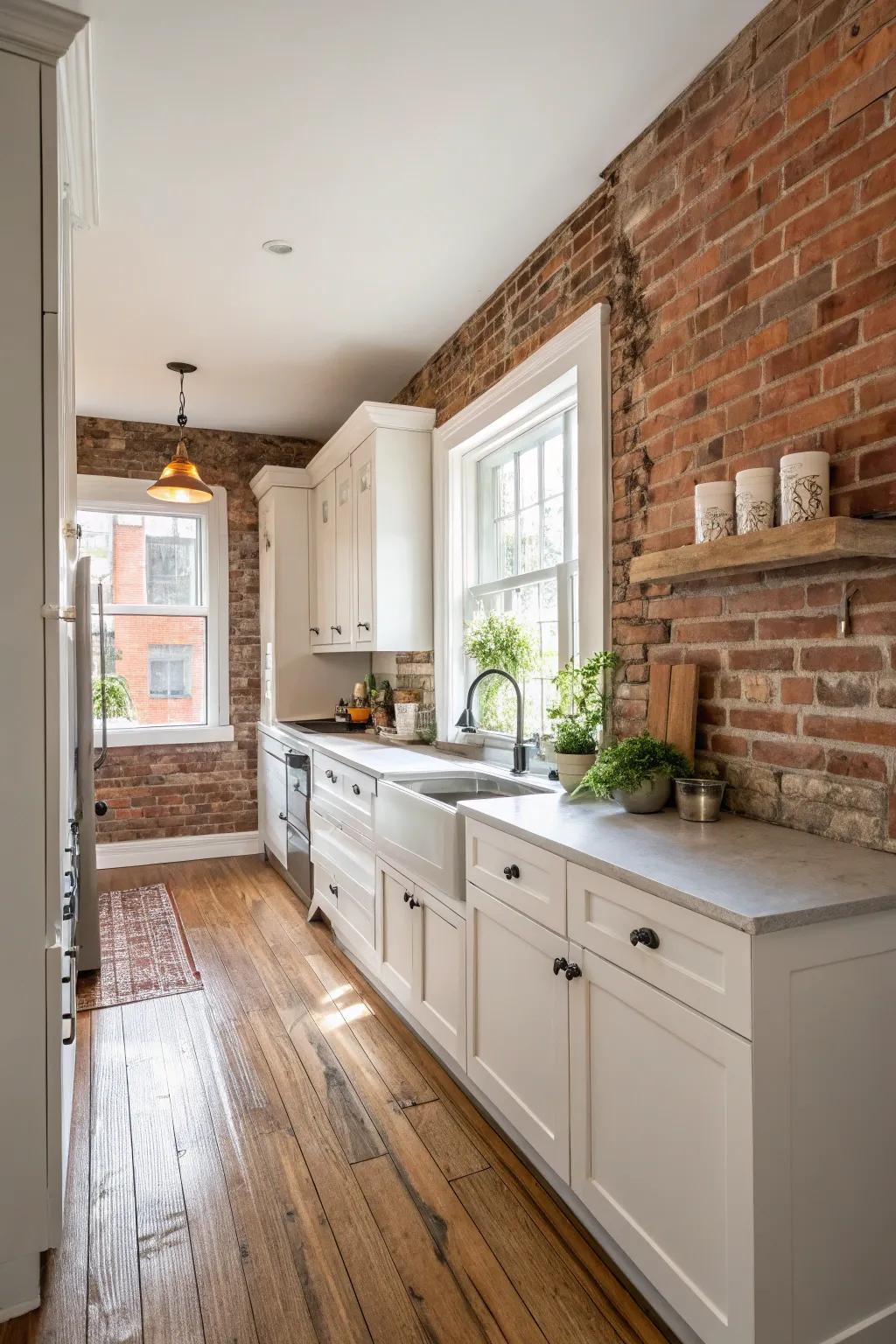 Architectural features infuse the kitchen with personality and charm.