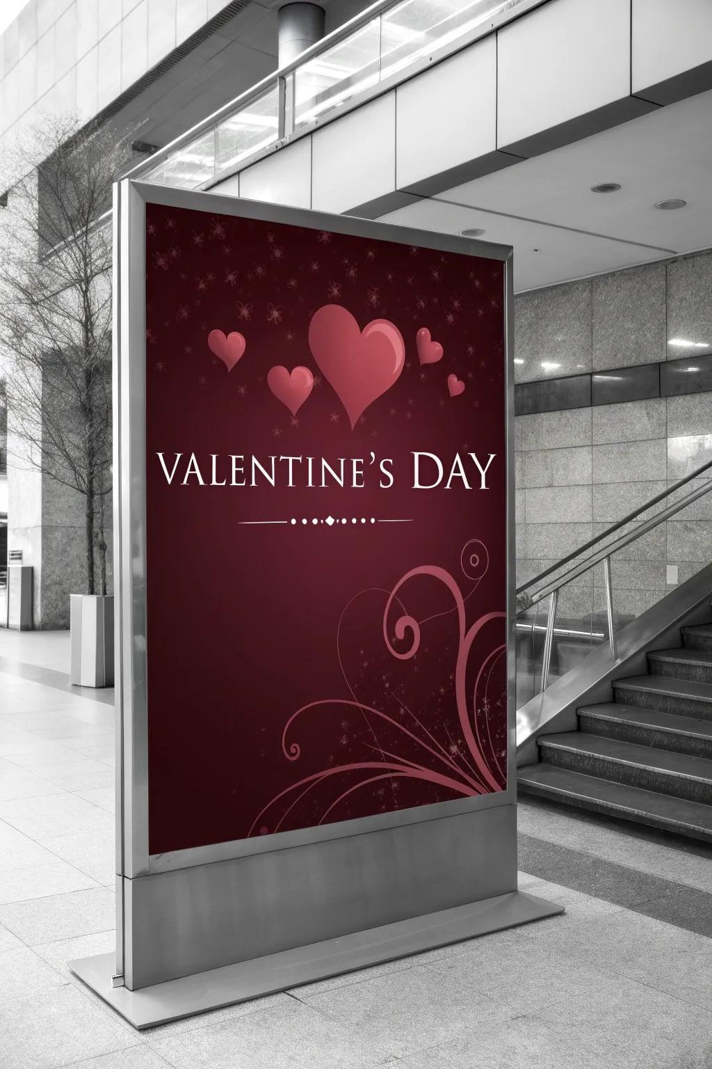 A sophisticated Valentine's placard with a sleek single-hue design.