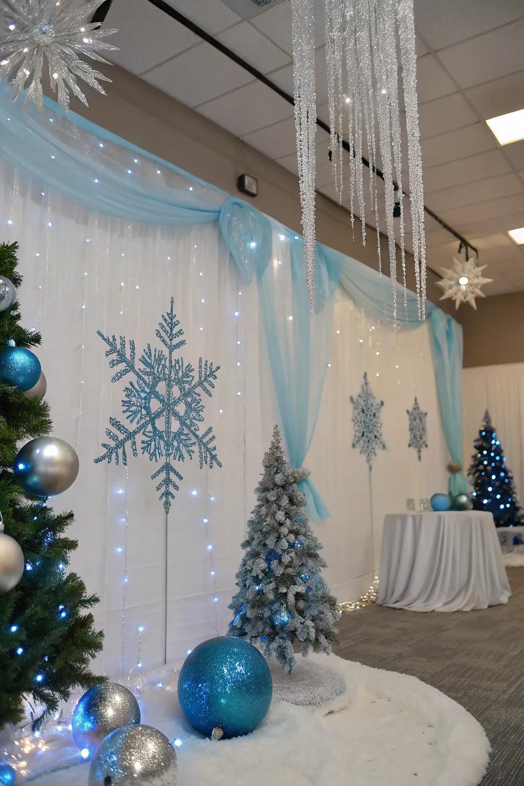 A magical glistening ice theme featuring blue and silver shades.