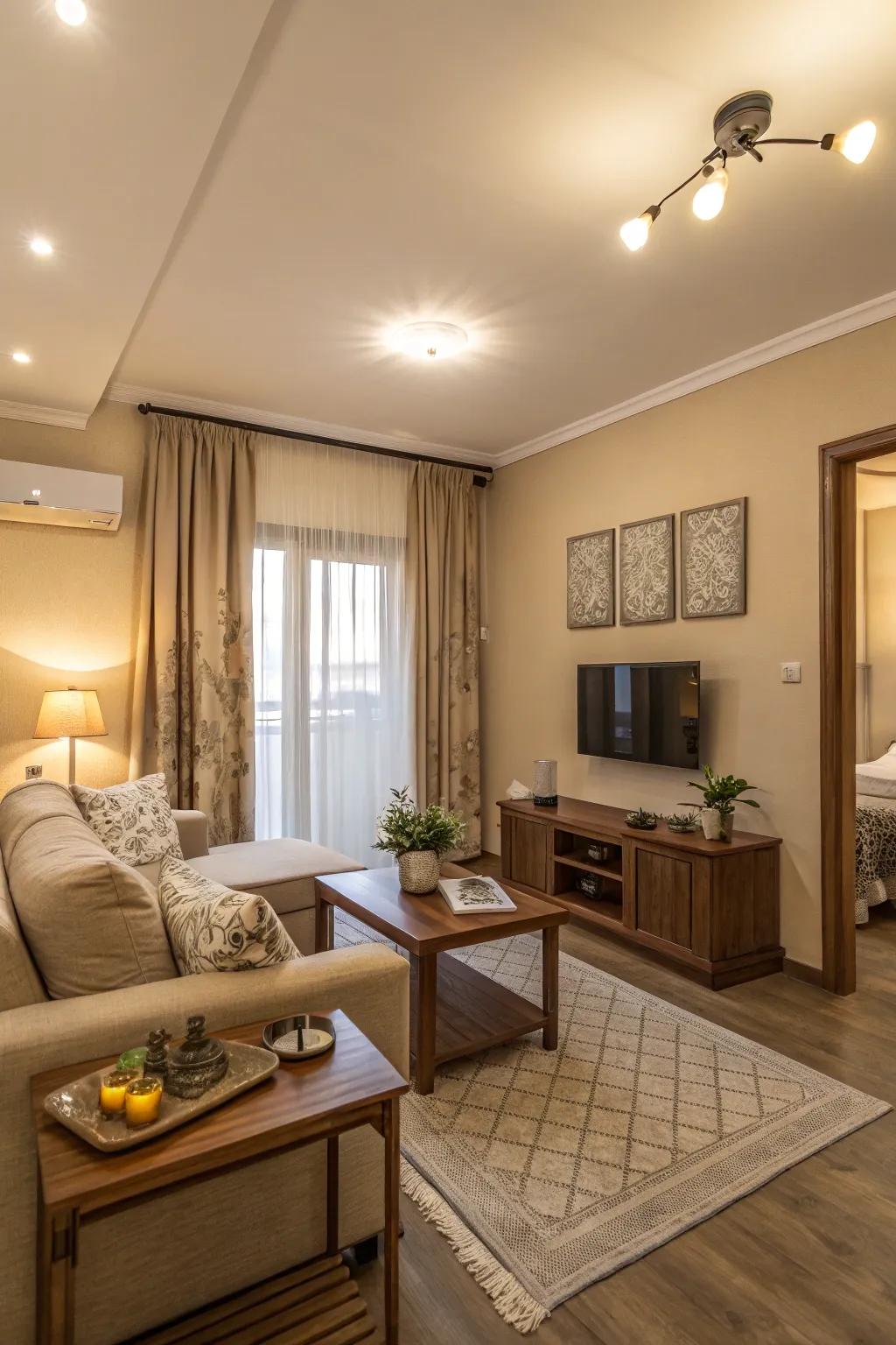 Neutral shades offer calmness and equilibrium in limited areas.