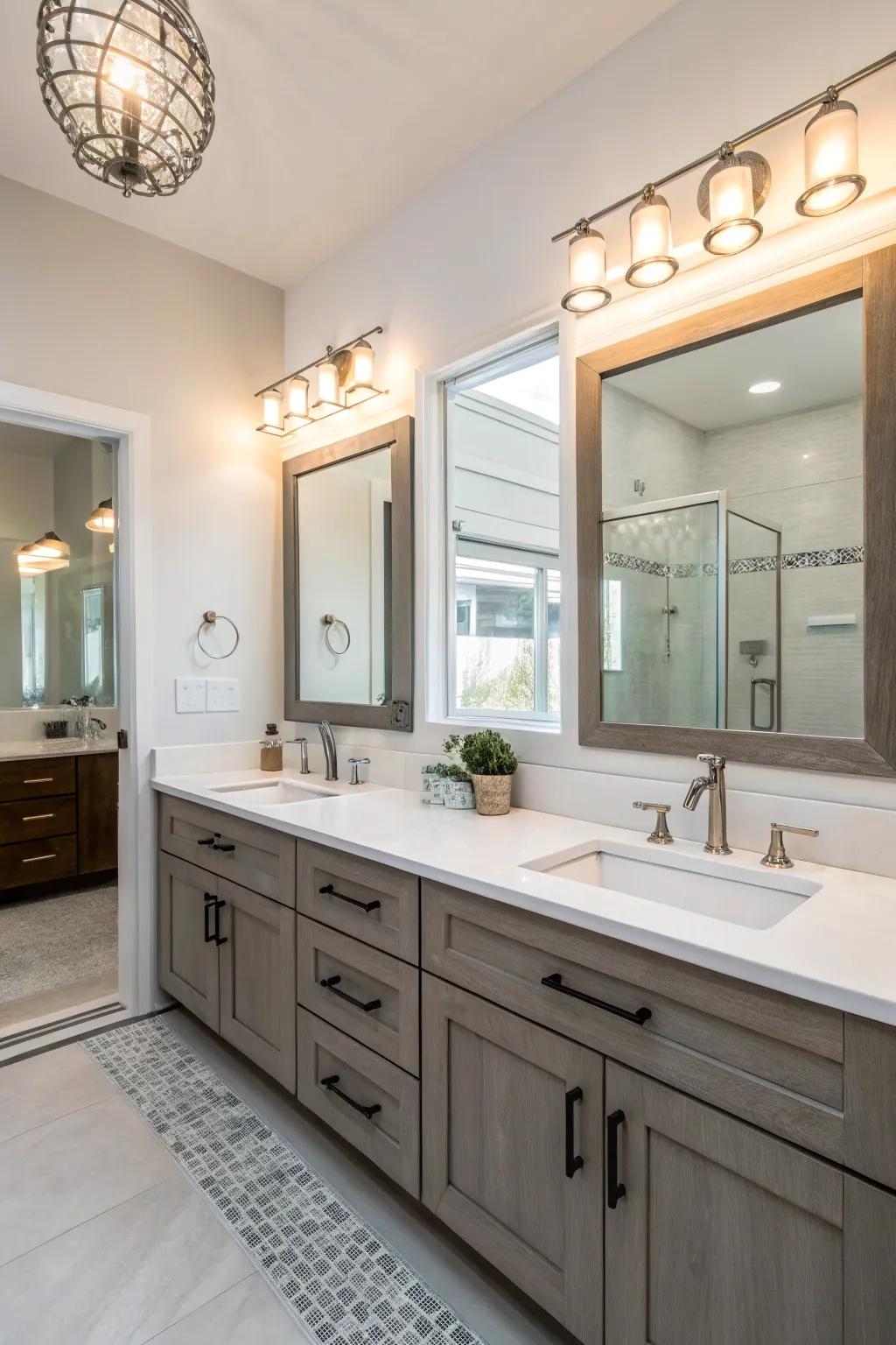 Dual sink setup for a hint of luxury and practicality.