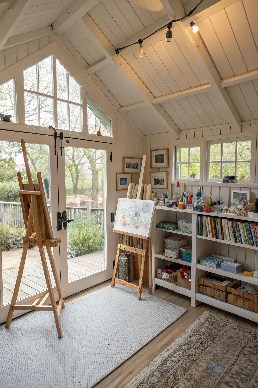 Build an inspiring, sunlit art space right inside your shed.