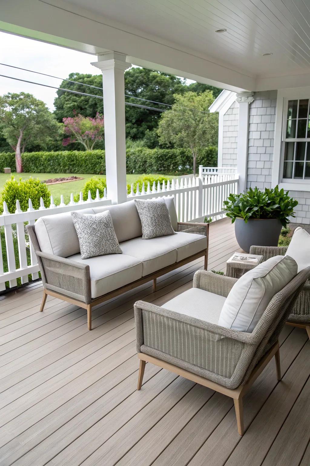 Modern furniture transforms your porch into a place of style and comfort.