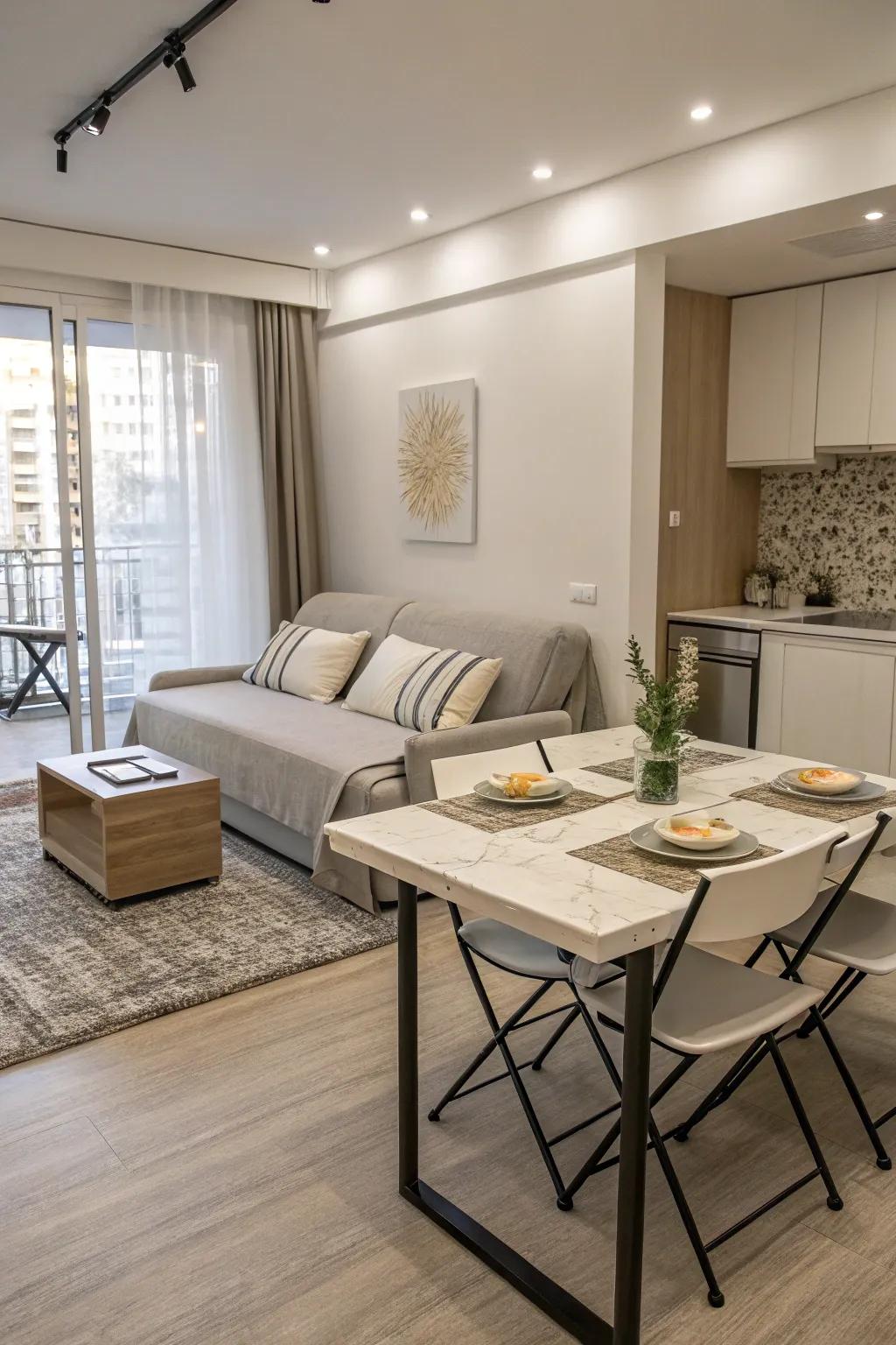 Multi-purpose furniture optimizes usefulness in tight spaces.