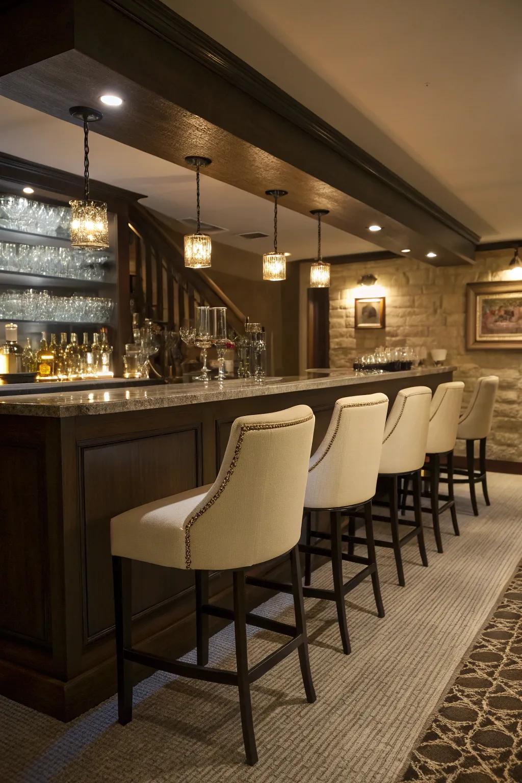 Transform your entertaining area with a chic and sophisticated home bar setup.