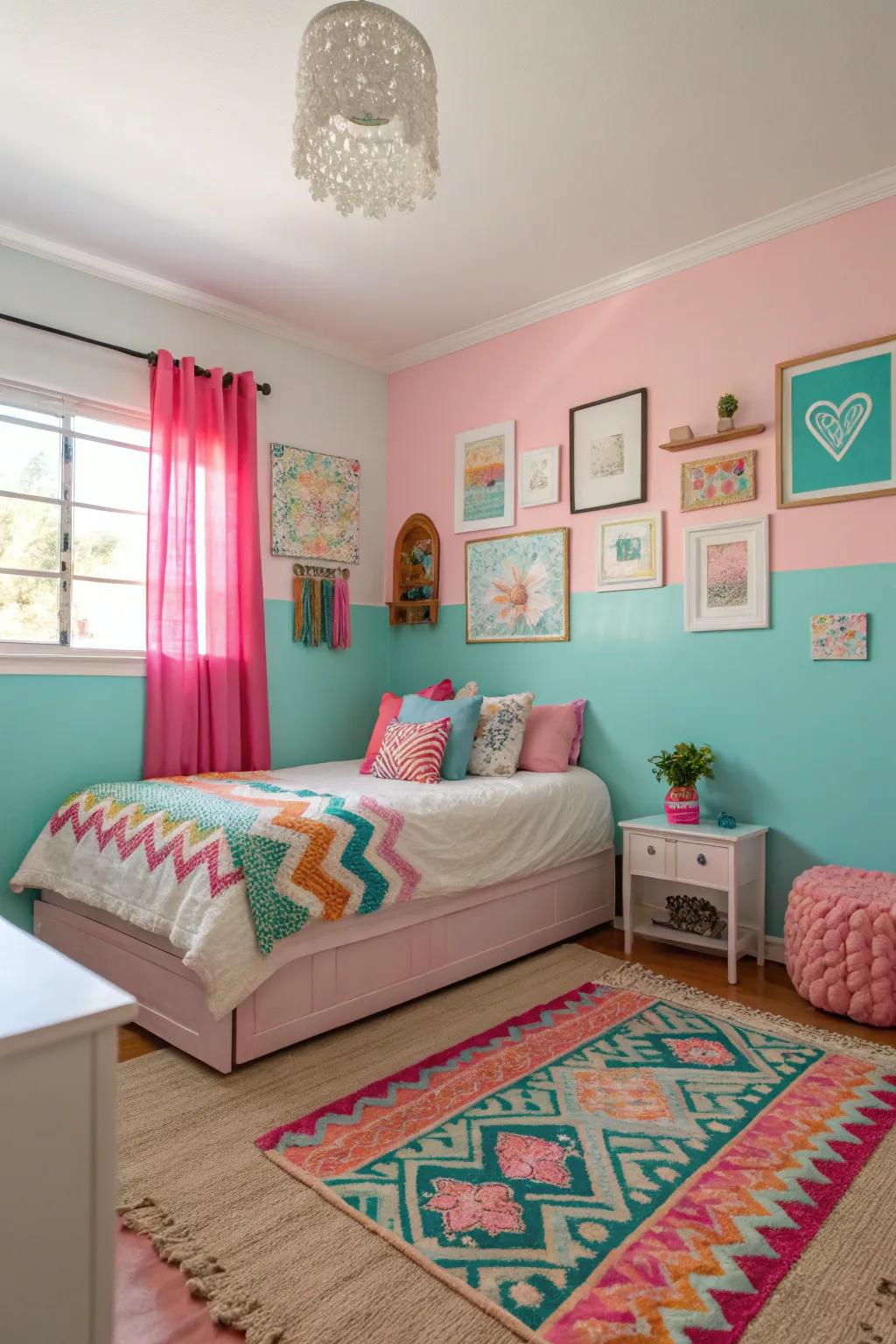 Radiant pastel shades deliver vibrancy and happiness to the space.